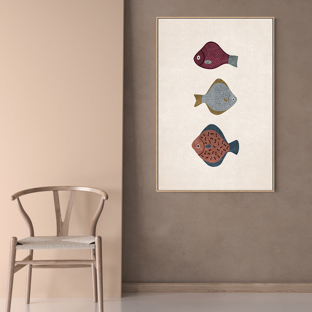 wall-art-print-canvas-poster-framed-Three Fish, Style A , By Emel Tunaboylu-GIOIA-WALL-ART