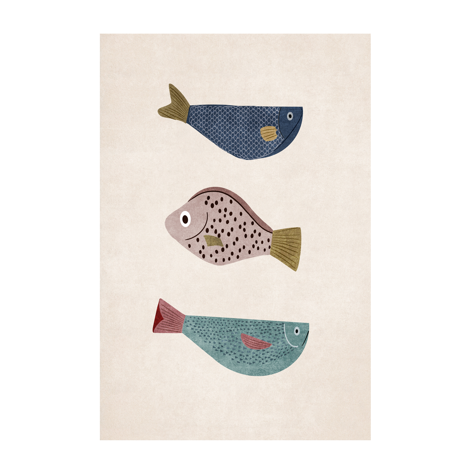 wall-art-print-canvas-poster-framed-Three Fish, Style B , By Emel Tunaboylu-GIOIA-WALL-ART