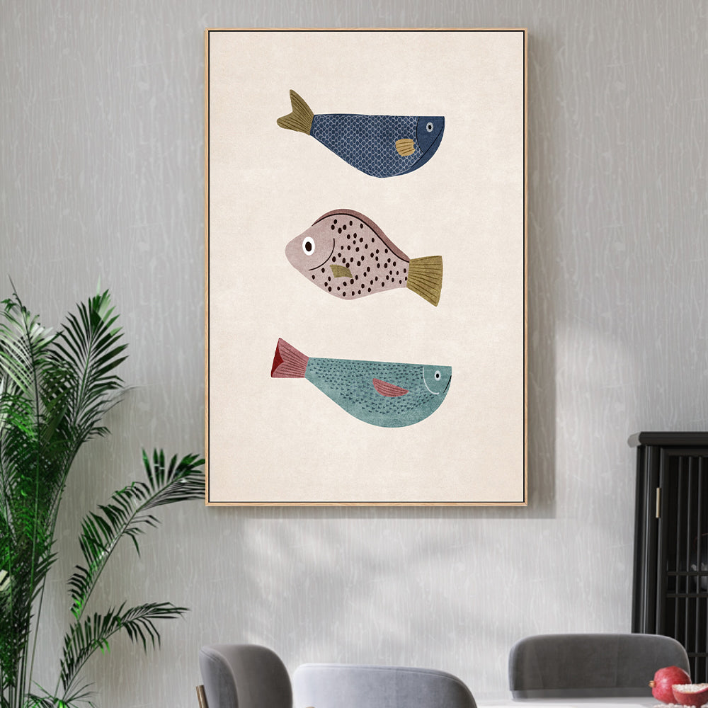 wall-art-print-canvas-poster-framed-Three Fish, Style B , By Emel Tunaboylu-GIOIA-WALL-ART