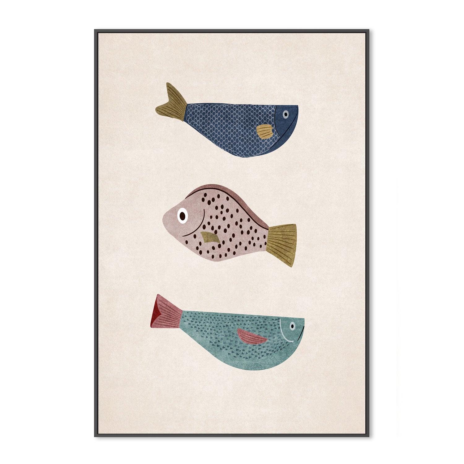 wall-art-print-canvas-poster-framed-Three Fish, Style B , By Emel Tunaboylu-GIOIA-WALL-ART