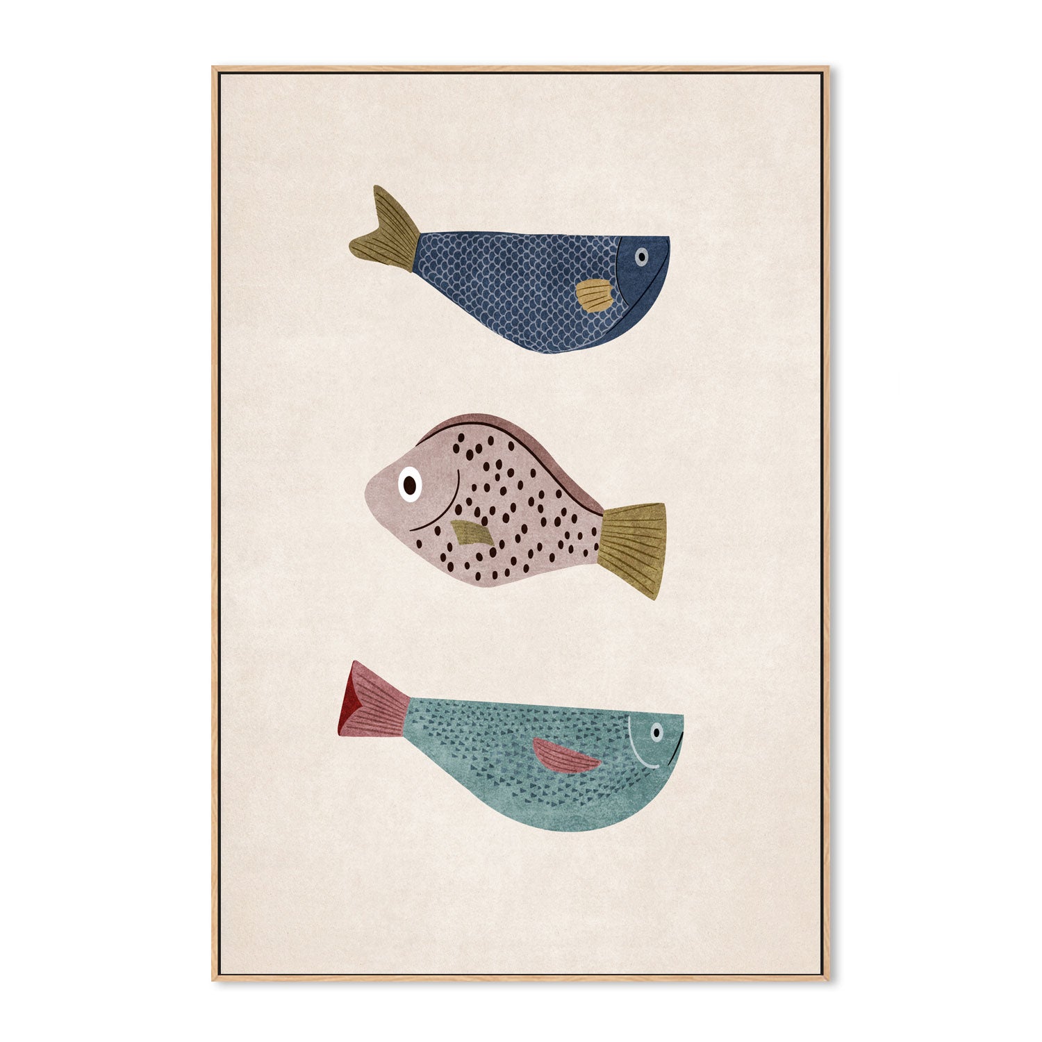 wall-art-print-canvas-poster-framed-Three Fish, Style B , By Emel Tunaboylu-GIOIA-WALL-ART