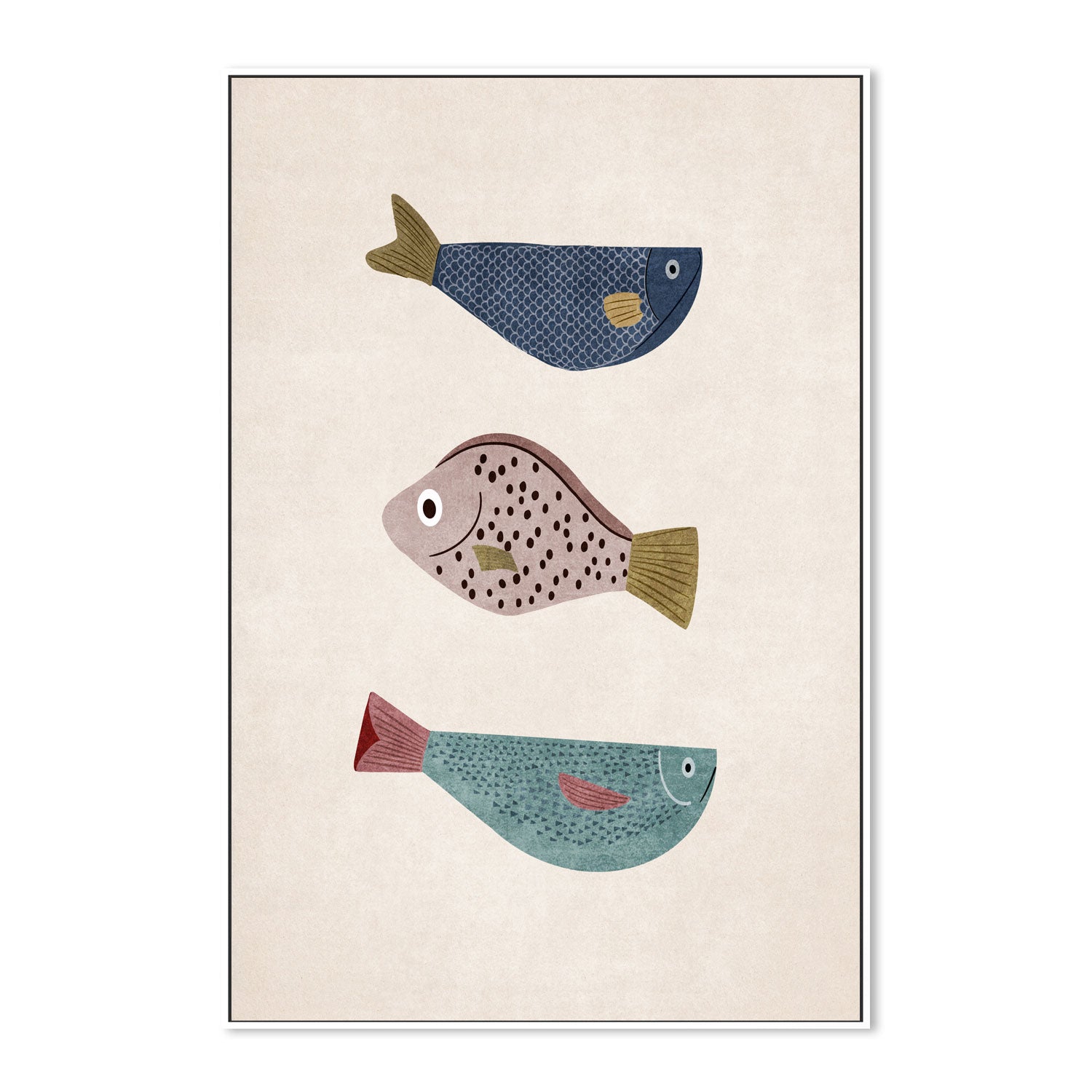 wall-art-print-canvas-poster-framed-Three Fish, Style B , By Emel Tunaboylu-GIOIA-WALL-ART