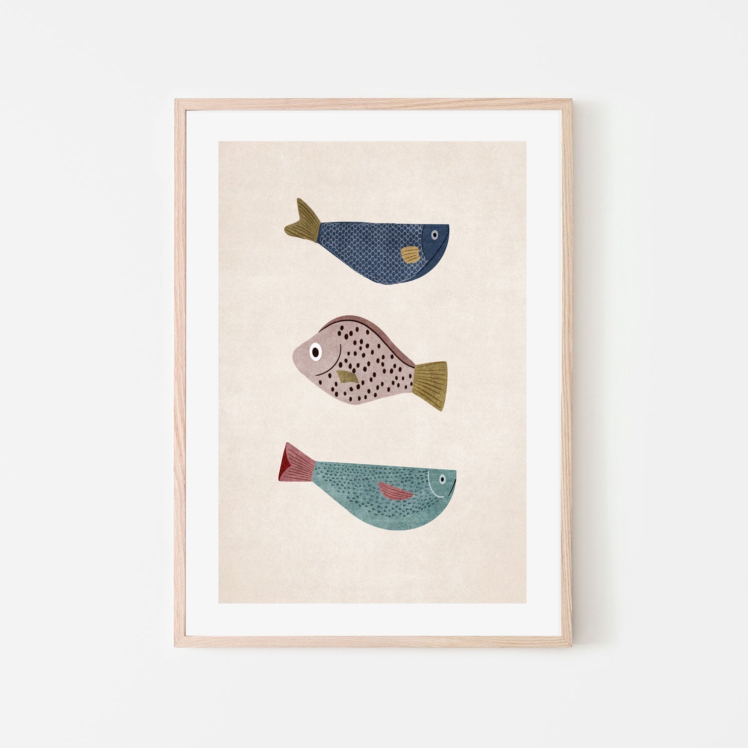 wall-art-print-canvas-poster-framed-Three Fish, Style B , By Emel Tunaboylu-GIOIA-WALL-ART