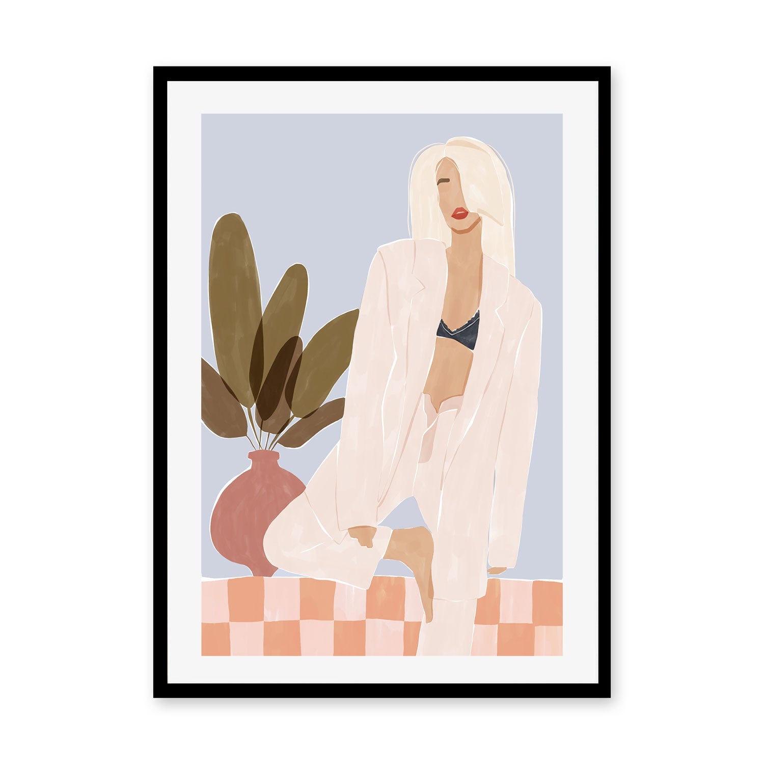 wall-art-print-canvas-poster-framed-Too Lazy To Yoga , By Ivy Green Illustrations-GIOIA-WALL-ART