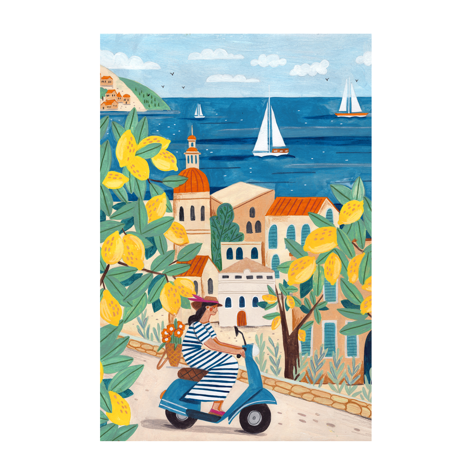 wall-art-print-canvas-poster-framed-Travel Poster Woman On The Amalfi coast-1