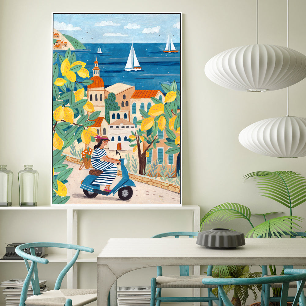 wall-art-print-canvas-poster-framed-Travel Poster Woman On The Amalfi coast-2