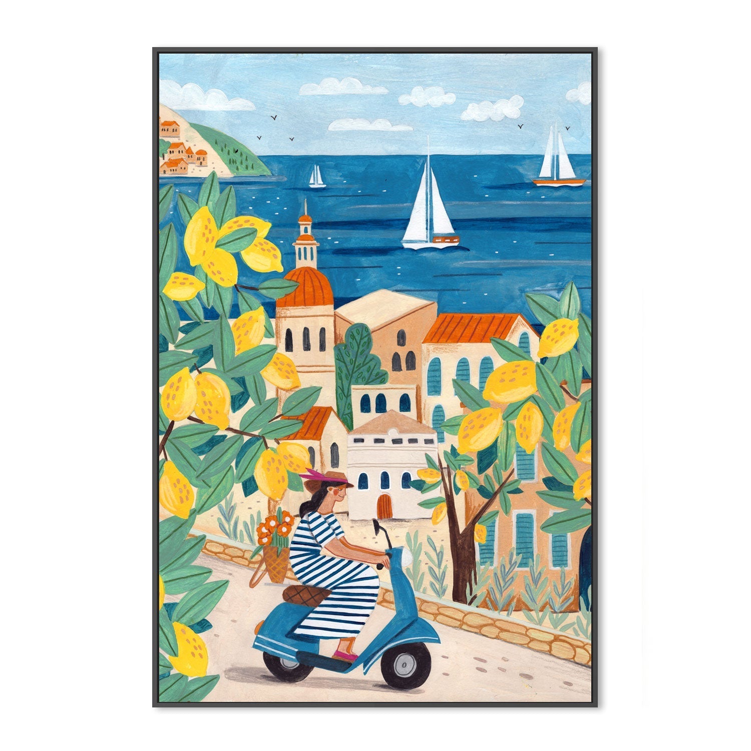 wall-art-print-canvas-poster-framed-Travel Poster Woman On The Amalfi coast-3