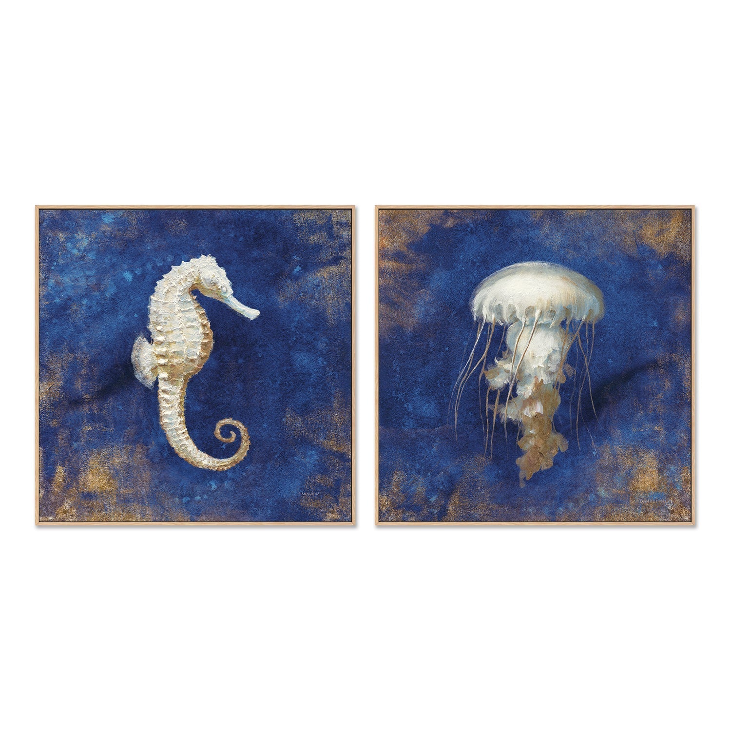 wall-art-print-canvas-poster-framed-Treasures from the Sea Indigo, Style A & B, Set Of 2 , By Danhui Nai-4