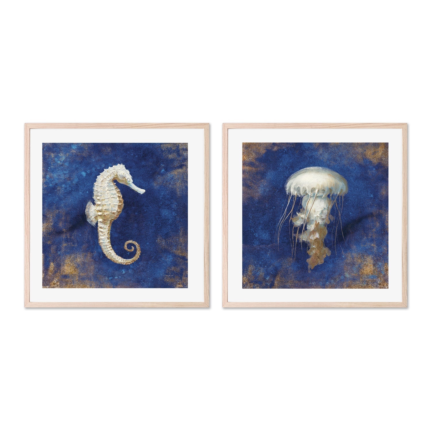 wall-art-print-canvas-poster-framed-Treasures from the Sea Indigo, Style A & B, Set Of 2 , By Danhui Nai-6