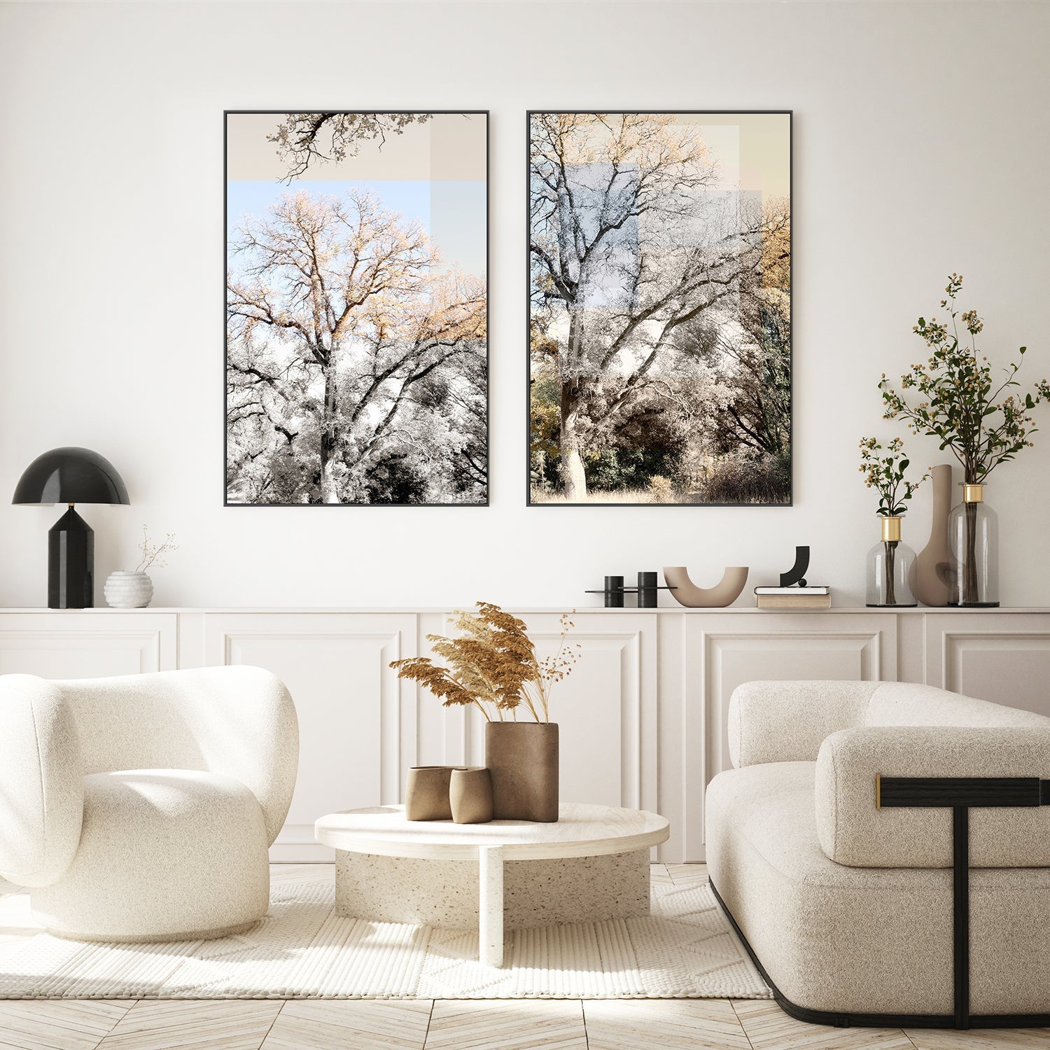 wall-art-print-canvas-poster-framed-Tree Collage, Style A & B, Set Of 2 , By Hope Bainbridge-7