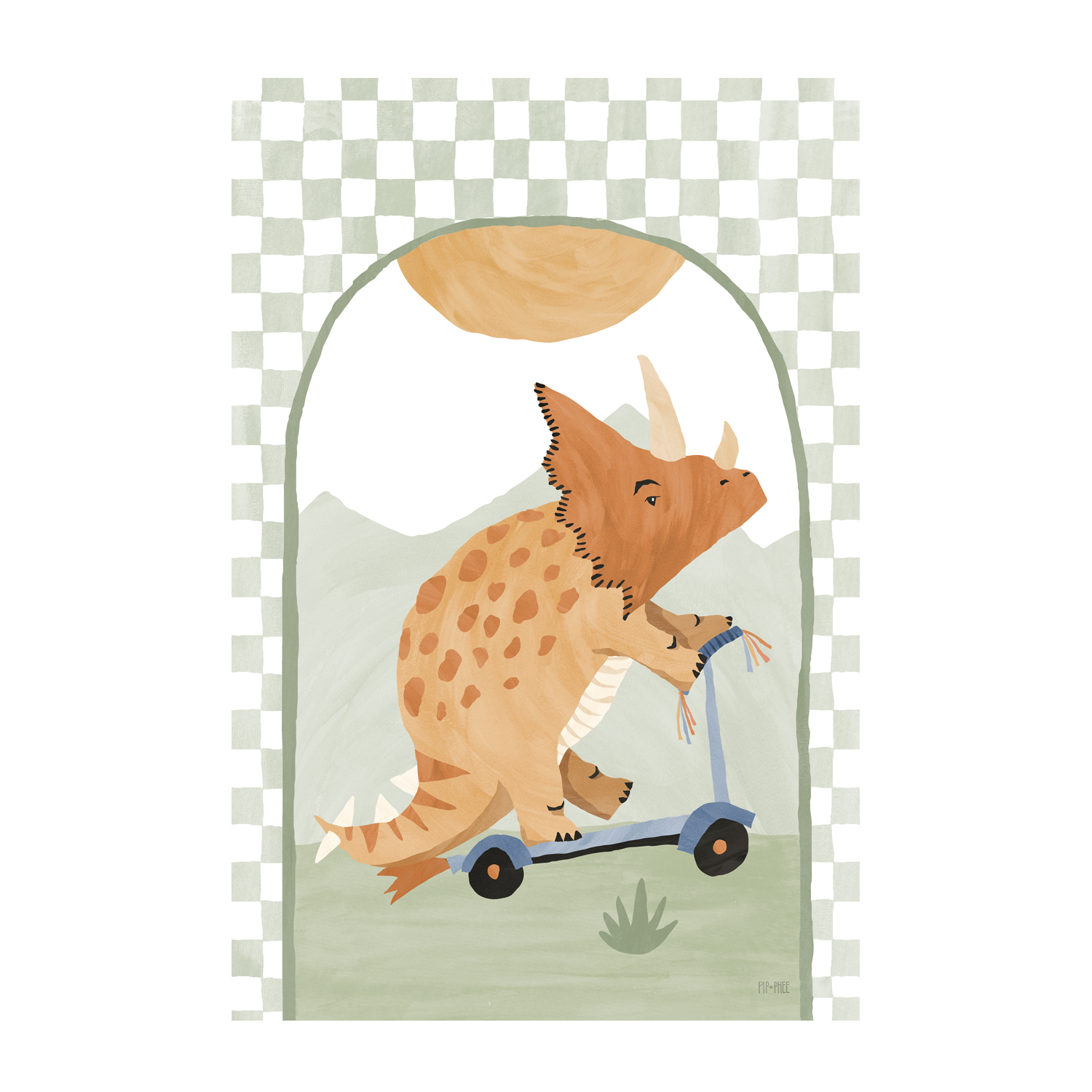 wall-art-print-canvas-poster-framed-Triceratops Scooter Arch , By Pip and Phee-1