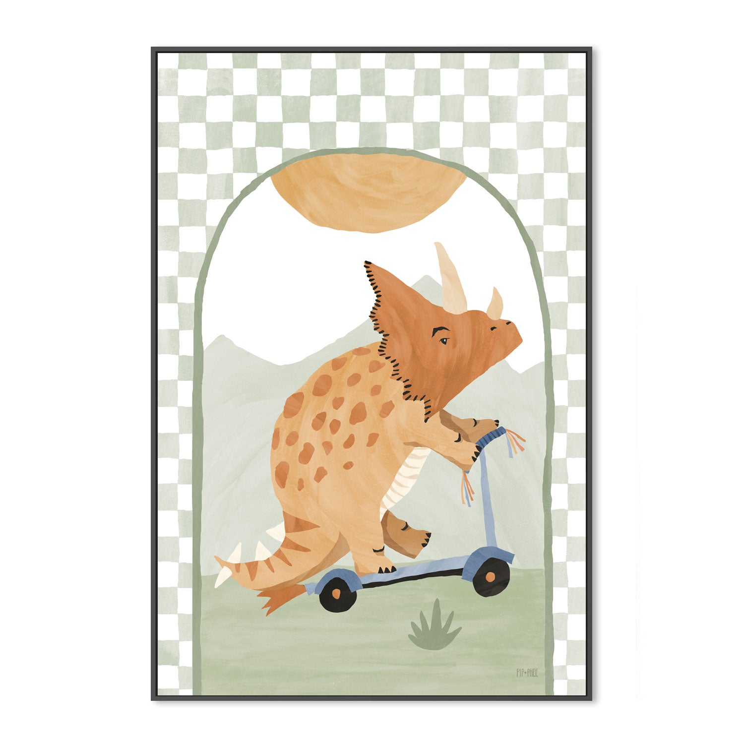 wall-art-print-canvas-poster-framed-Triceratops Scooter Arch , By Pip and Phee-3