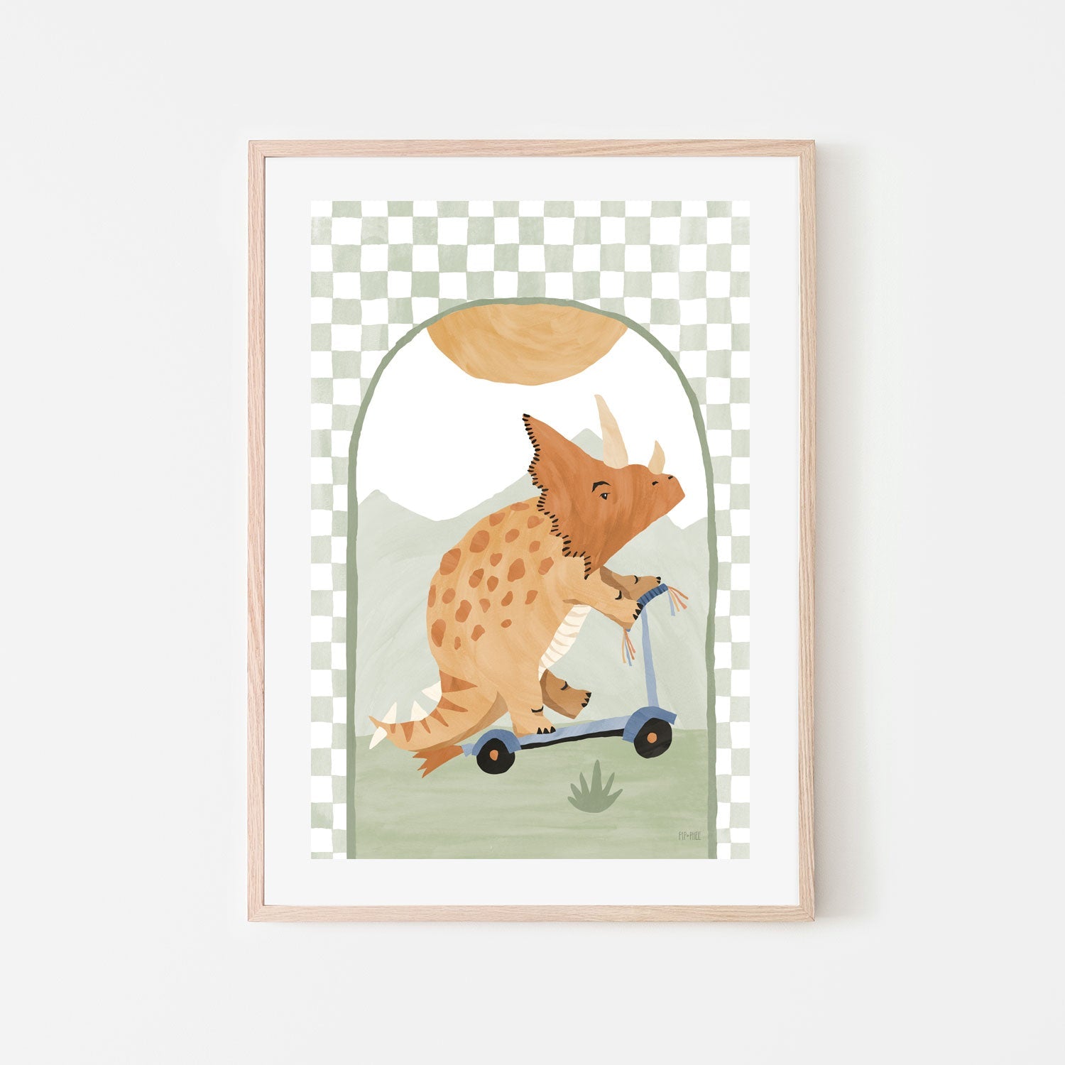 wall-art-print-canvas-poster-framed-Triceratops Scooter Arch , By Pip and Phee-6