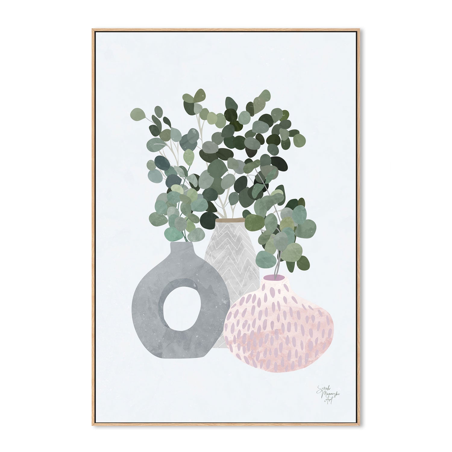 wall-art-print-canvas-poster-framed-Trio Of Pot Plants , By Sarah Manovski-GIOIA-WALL-ART