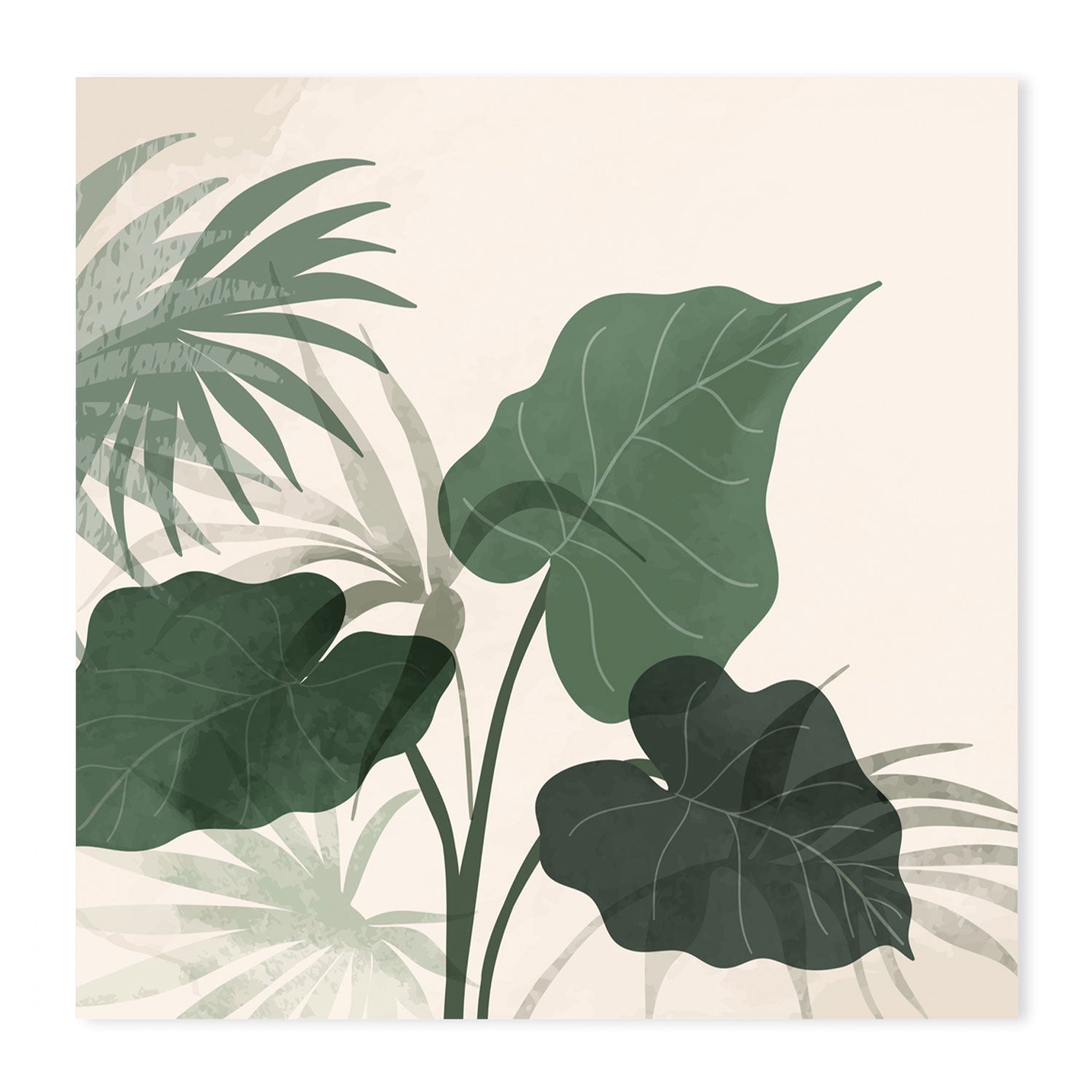 wall-art-print-canvas-poster-framed-Tropical Green, Style A & B, Set Of 2-GIOIA-WALL-ART