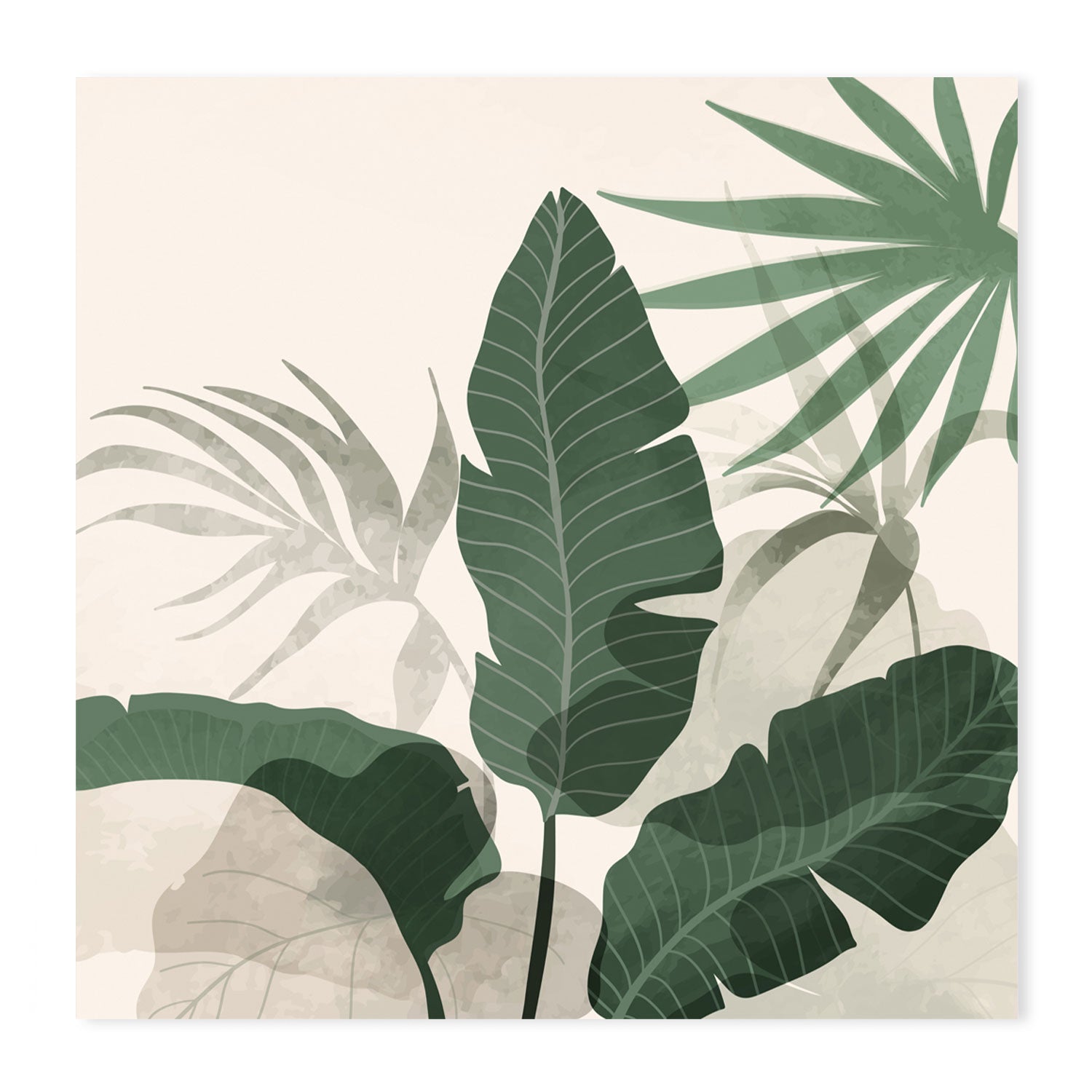 wall-art-print-canvas-poster-framed-Tropical Green, Style A & B, Set Of 2-GIOIA-WALL-ART