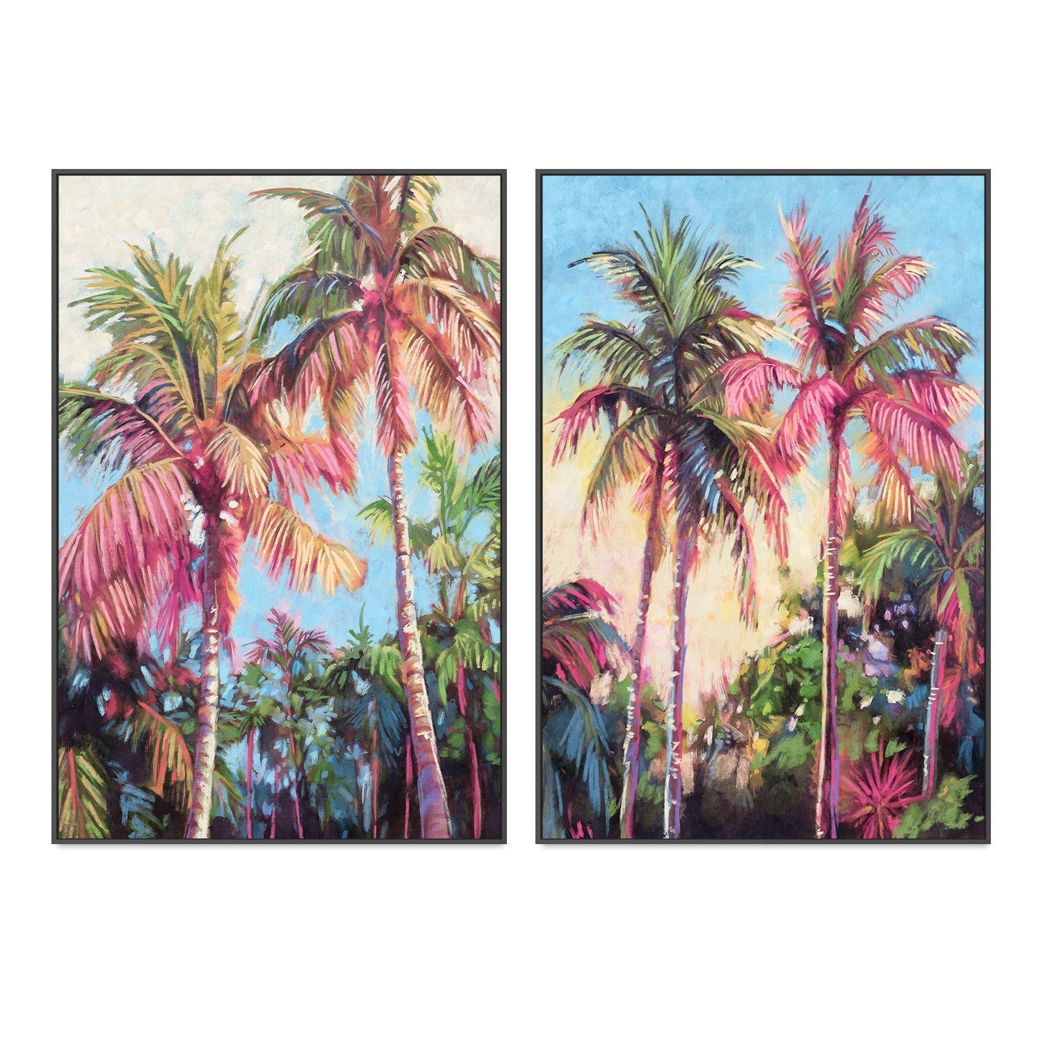 wall-art-print-canvas-poster-framed-Tropical Palm Trees, Style A & B, Set Of 2 , By Nina Blue-3