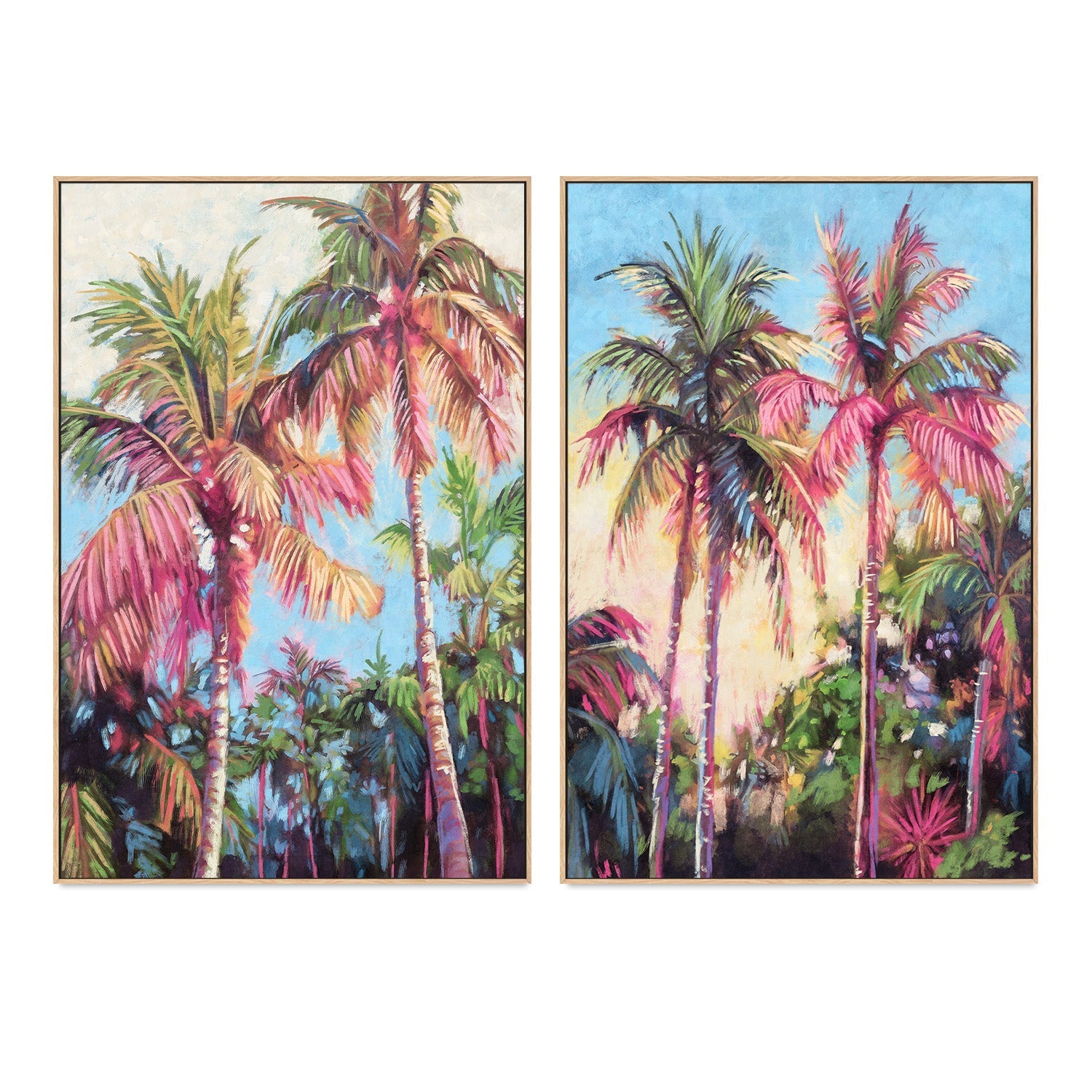 wall-art-print-canvas-poster-framed-Tropical Palm Trees, Style A & B, Set Of 2 , By Nina Blue-4