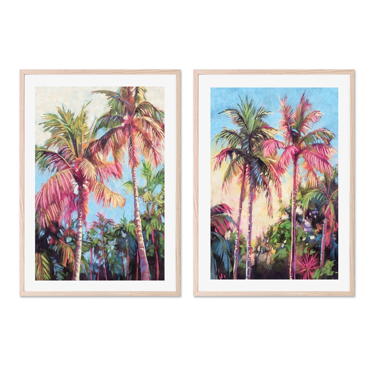 wall-art-print-canvas-poster-framed-Tropical Palm Trees, Style A & B, Set Of 2 , By Nina Blue-6