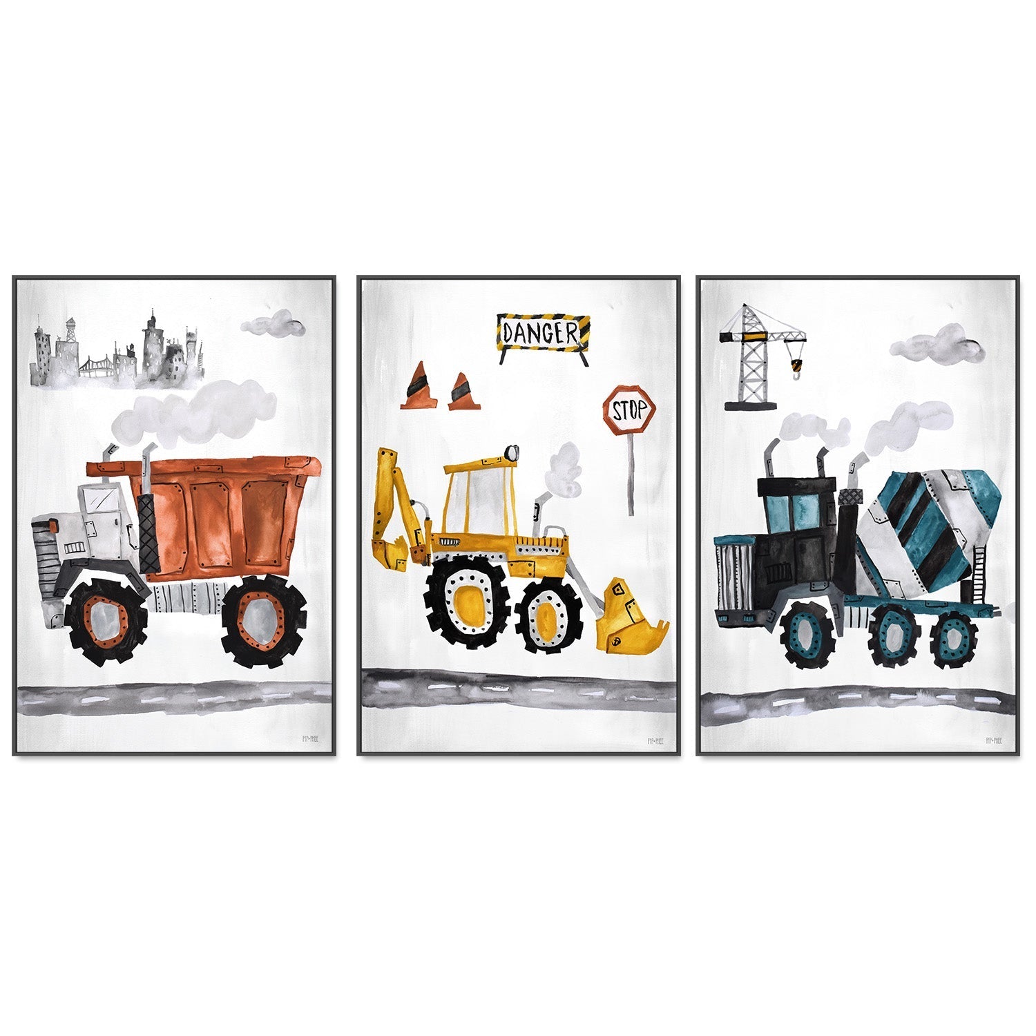 wall-art-print-canvas-poster-framed-Trucks, Set of 3 , By Pip and Phee-3