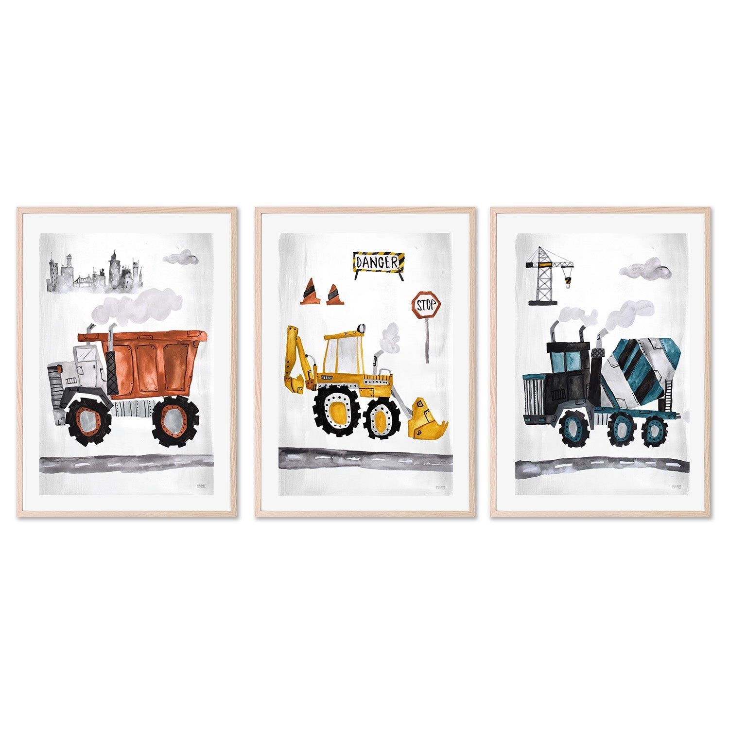 wall-art-print-canvas-poster-framed-Trucks, Set of 3 , By Pip and Phee-6