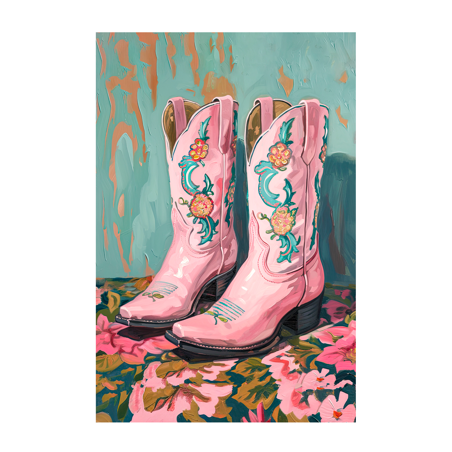 wall-art-print-canvas-poster-framed-Turqoise Boots , By Lady Hana-1