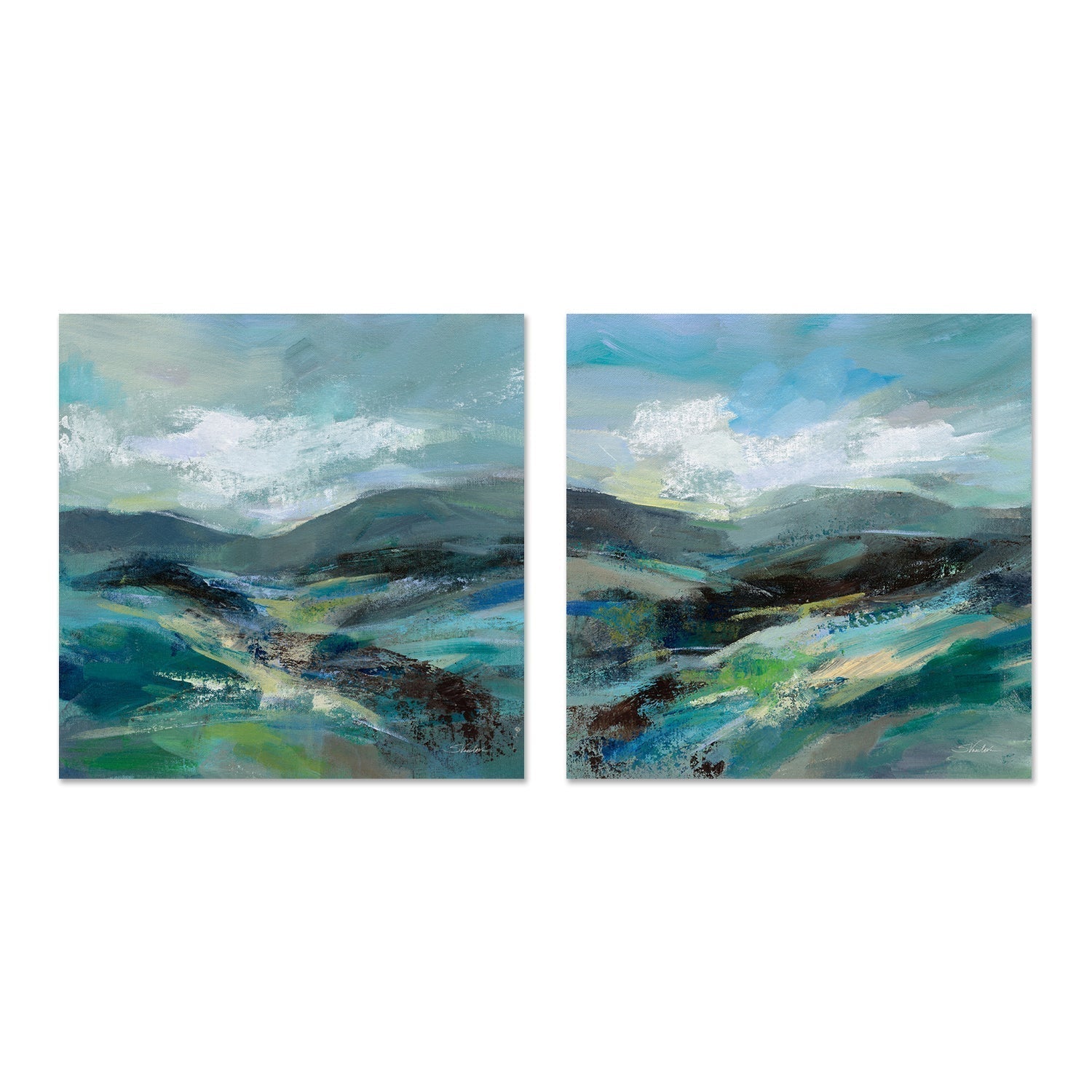 wall-art-print-canvas-poster-framed-Turquoise Slopes, Set of 2-by-Silvia Vassileva-Gioia Wall Art