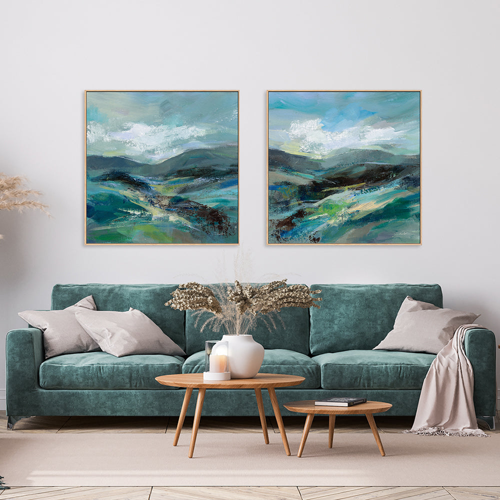 wall-art-print-canvas-poster-framed-Turquoise Slopes, Set of 2-by-Silvia Vassileva-Gioia Wall Art