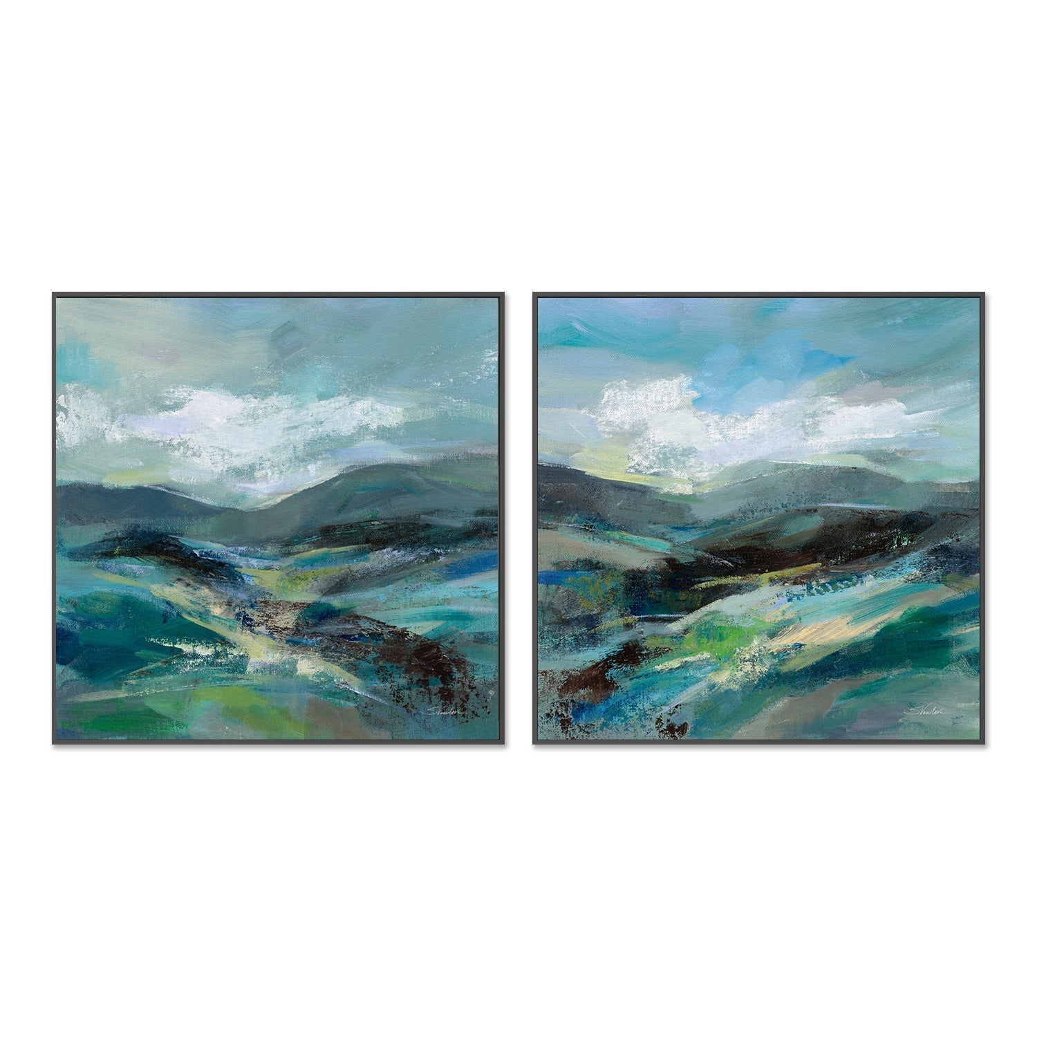 wall-art-print-canvas-poster-framed-Turquoise Slopes, Set of 2-by-Silvia Vassileva-Gioia Wall Art