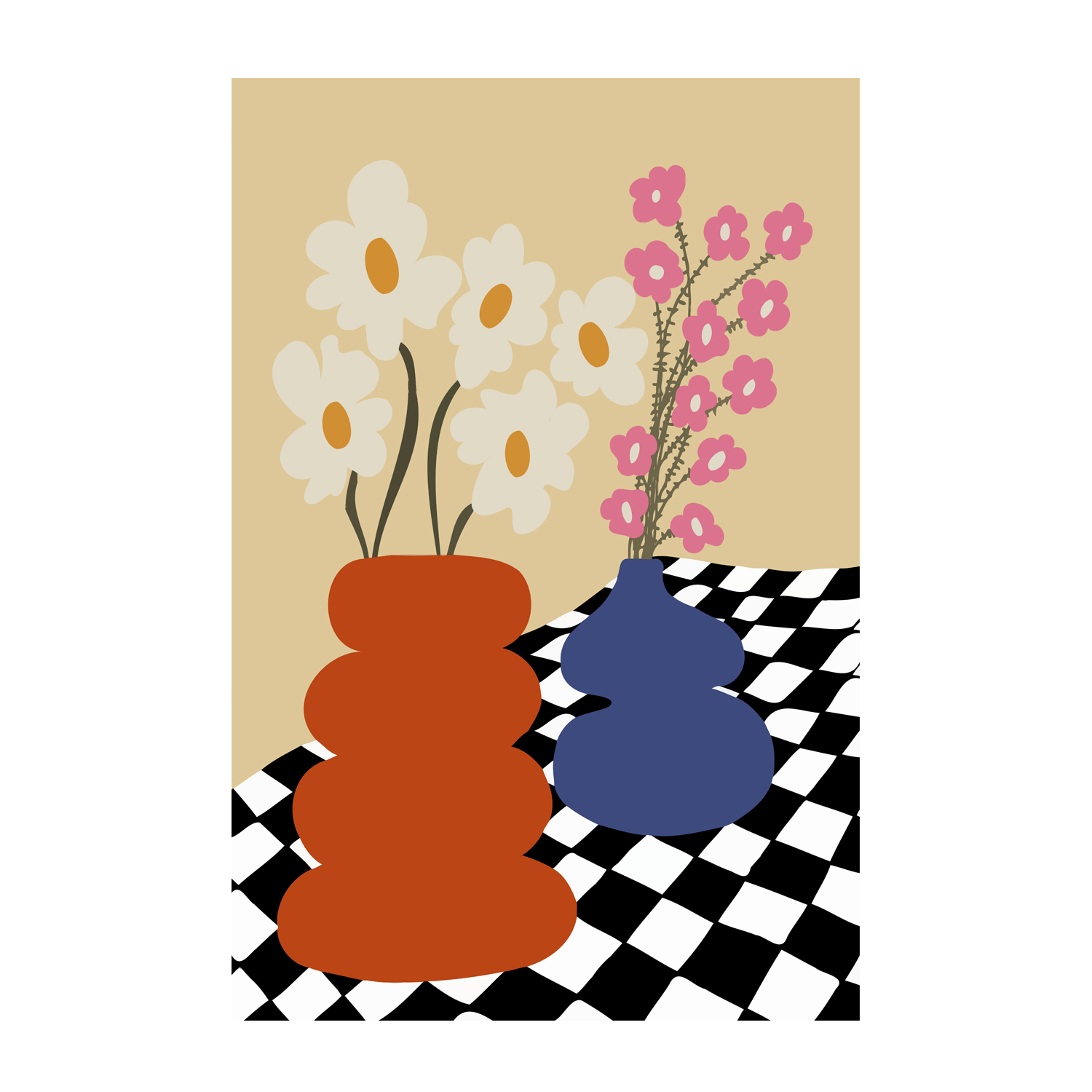 wall-art-print-canvas-poster-framed-Two Blooming Pottery , By Miho Art Studio , By Miho Art Studio-1