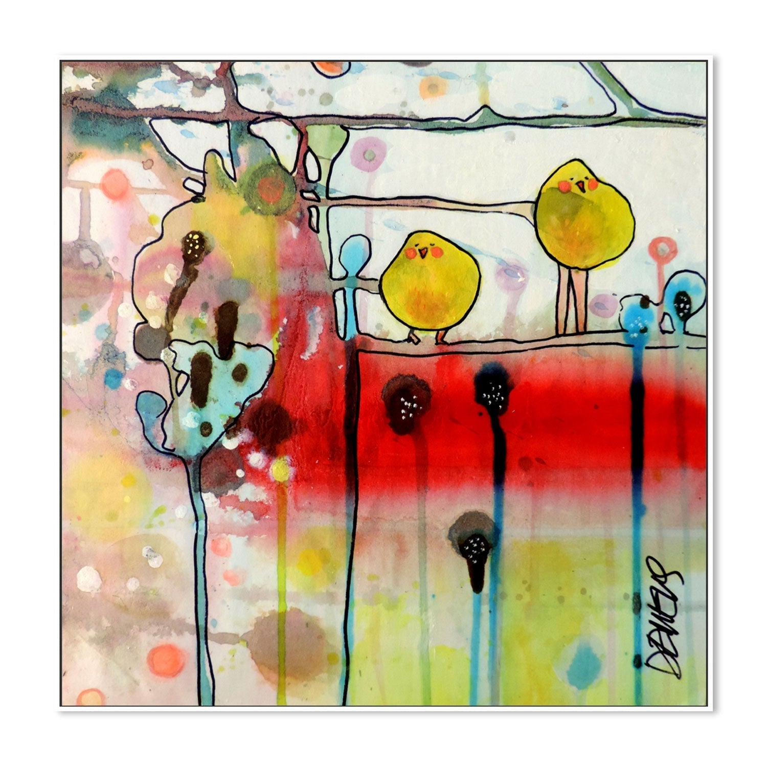 wall-art-print-canvas-poster-framed-Two Yellow Birds-GIOIA-WALL-ART