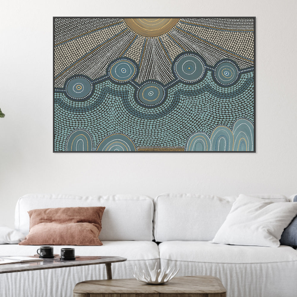 wall-art-print-canvas-poster-framed-Under The Sun, Muted Teal Colour , By Domica Hill-2