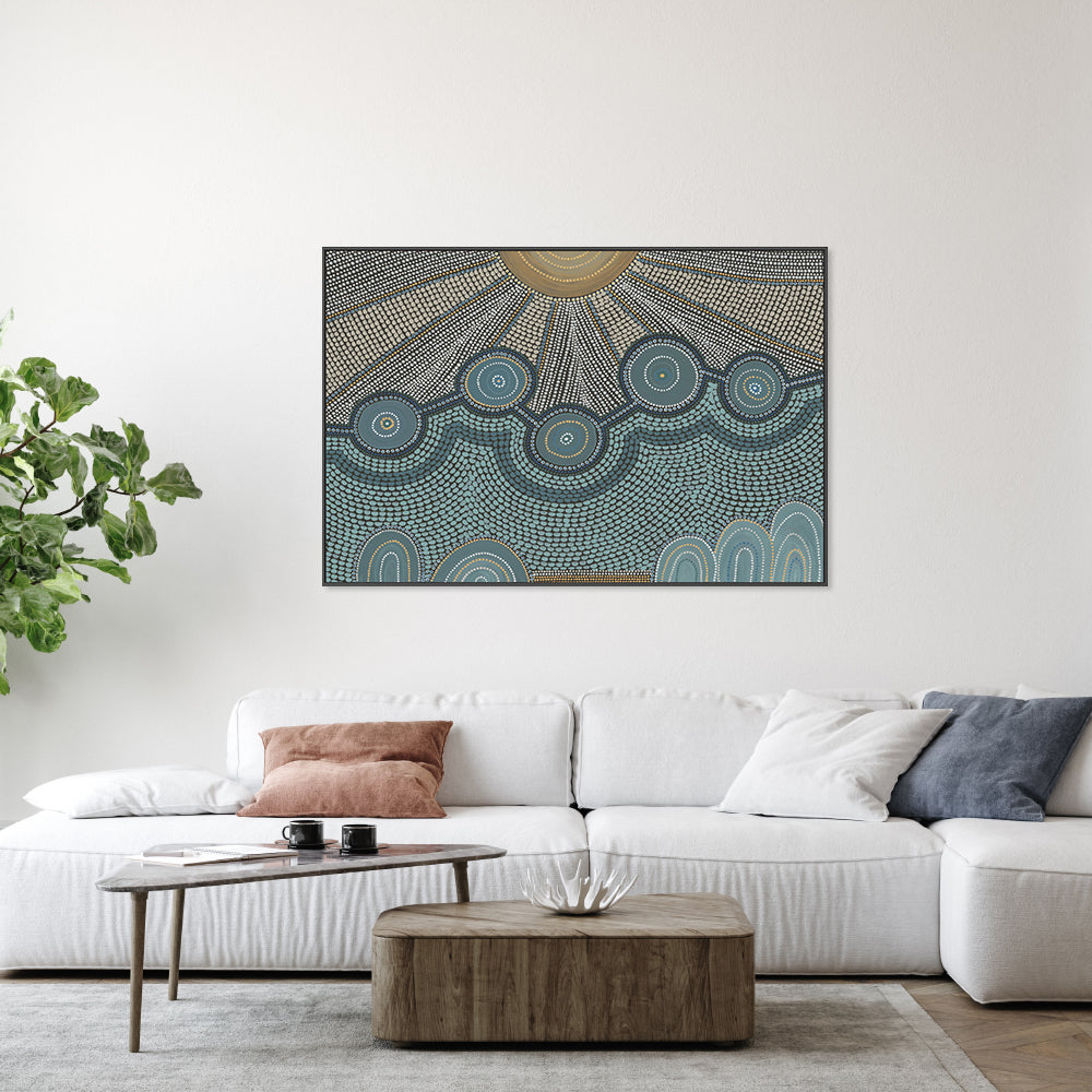 wall-art-print-canvas-poster-framed-Under The Sun, Muted Teal Colour , By Domica Hill-7