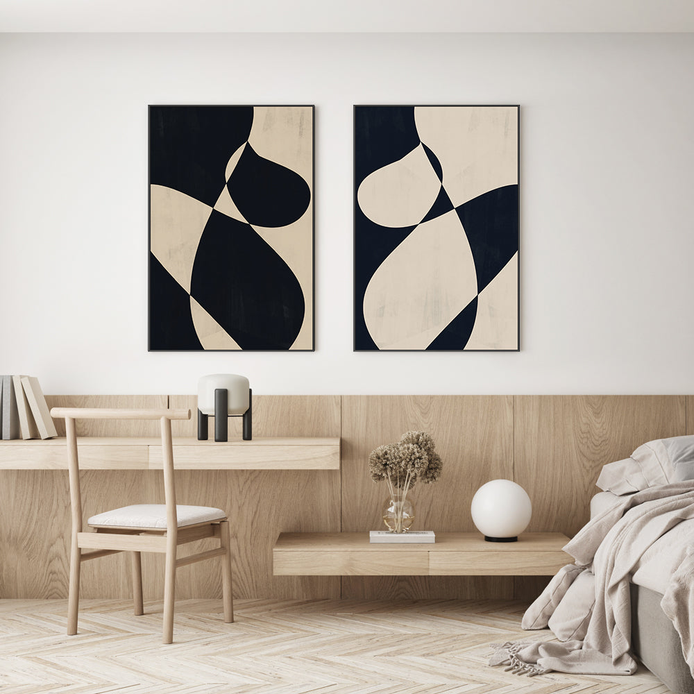 wall-art-print-canvas-poster-framed-Undulations, Style A & B, Set Of 2 , By Danushka Abeygoda-GIOIA-WALL-ART