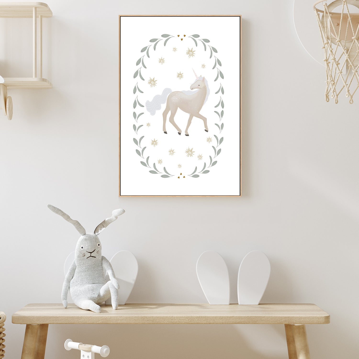 wall-art-print-canvas-poster-framed-Unicorn Garland , By Leah Straatsma-2