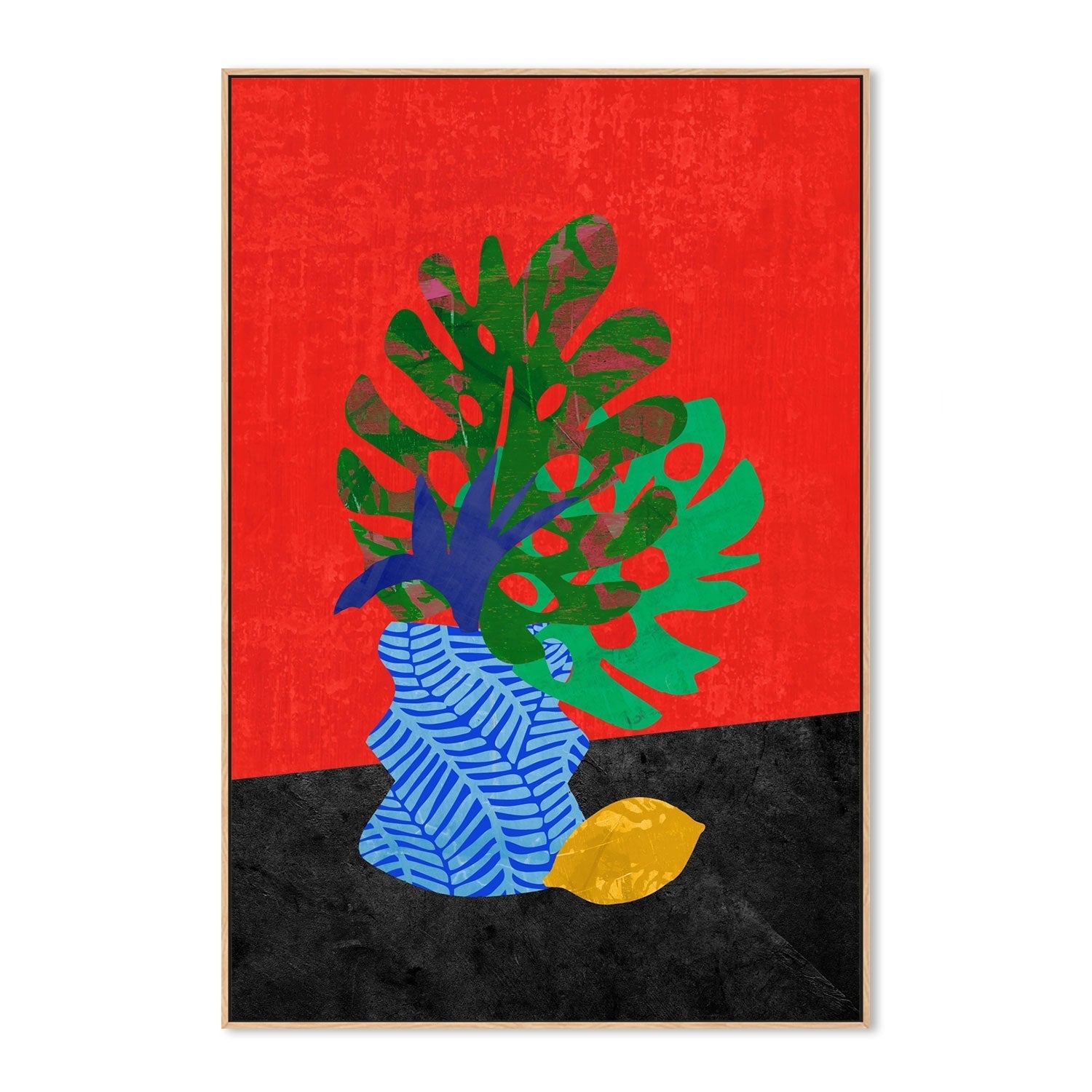 wall-art-print-canvas-poster-framed-Vase And Fruit, Style A , By Rogério Arruda-GIOIA-WALL-ART