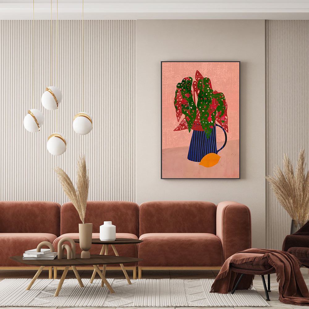 wall-art-print-canvas-poster-framed-Vase And Fruit, Style B , By Rogério Arruda-GIOIA-WALL-ART