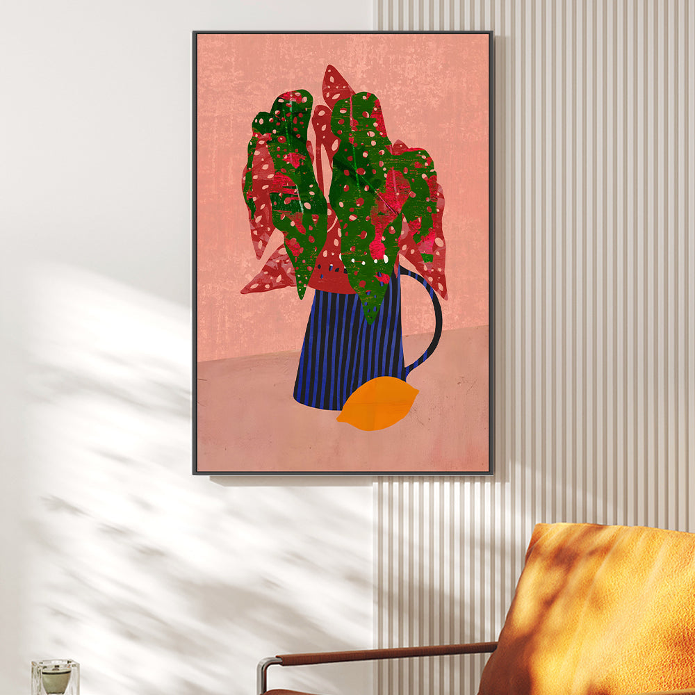 wall-art-print-canvas-poster-framed-Vase And Fruit, Style B , By Rogério Arruda-GIOIA-WALL-ART