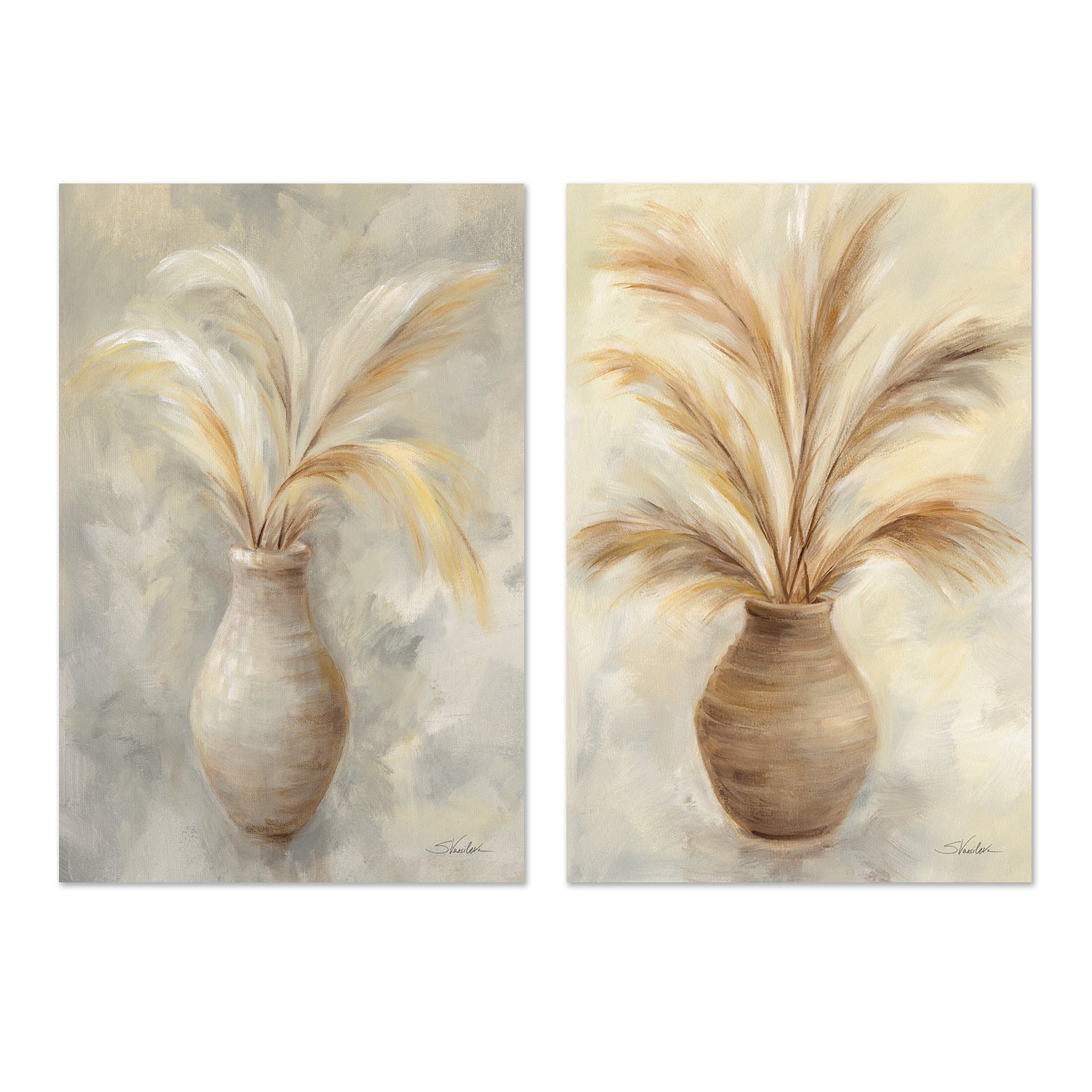 wall-art-print-canvas-poster-framed-Vase Of Grasses, Style A & B, Set of 2 , By Silvia Vassileva-GIOIA-WALL-ART