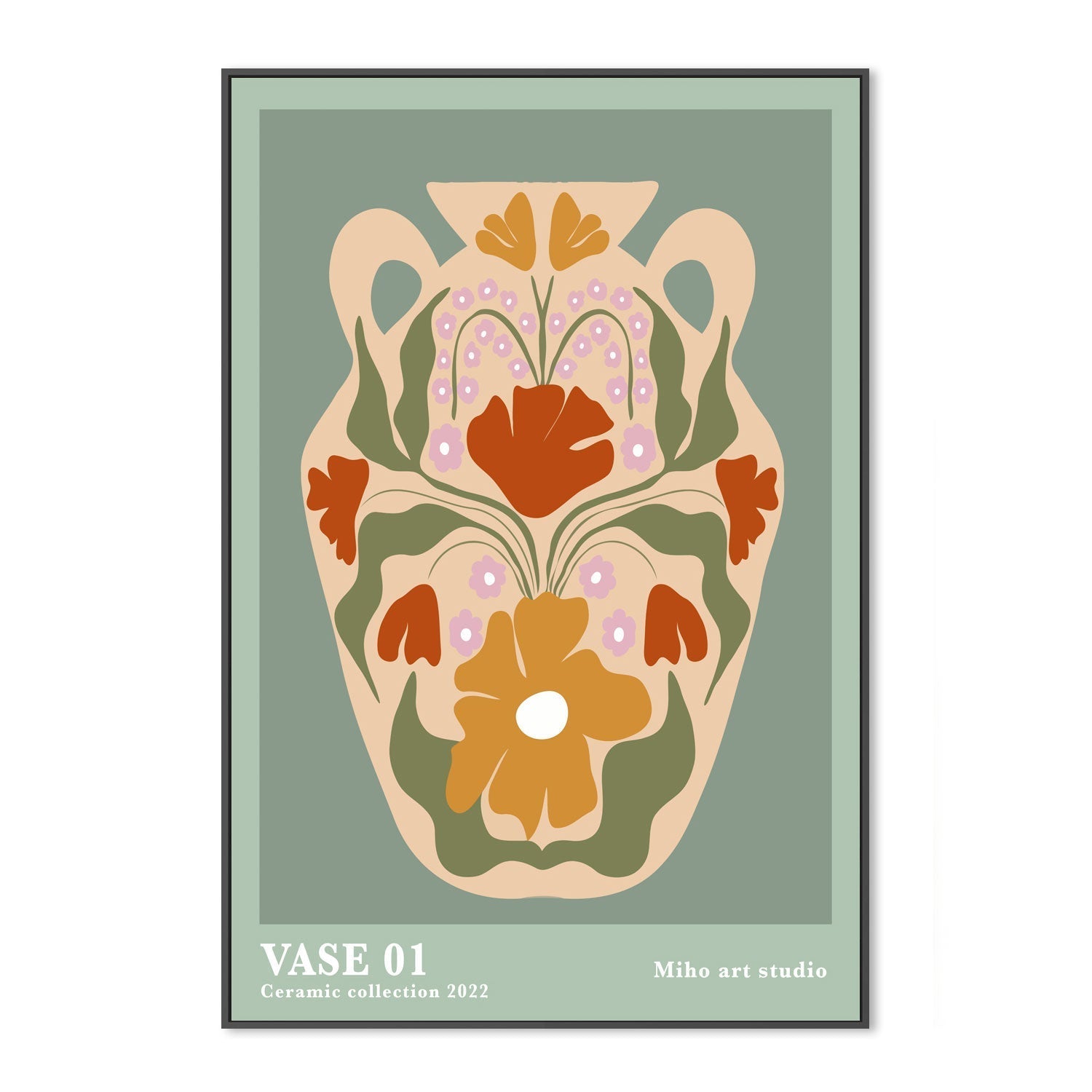 wall-art-print-canvas-poster-framed-Vase, Style A , By Miho Art Studio , By Miho Art Studio-3