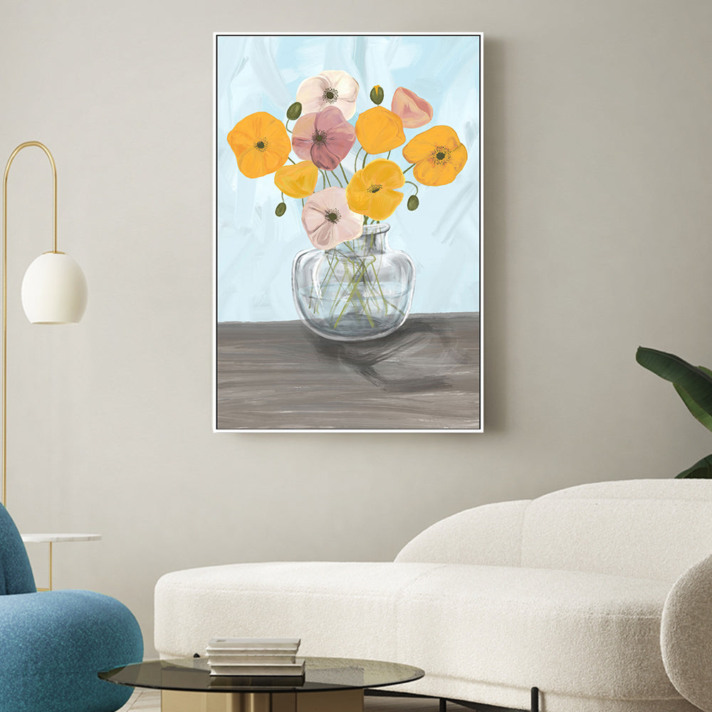 wall-art-print-canvas-poster-framed-Vase with poppys , By Emelie Maria-2