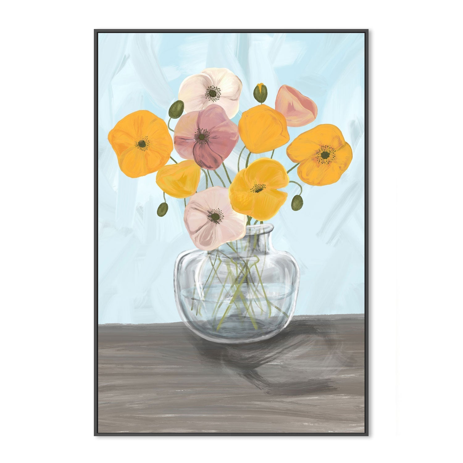 wall-art-print-canvas-poster-framed-Vase with poppys , By Emelie Maria-3