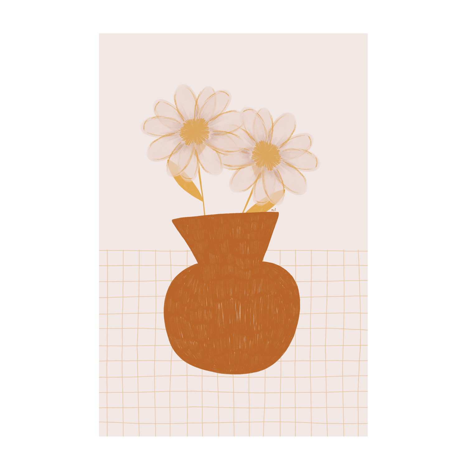 wall-art-print-canvas-poster-framed-Vase with Two Daisies , By Menina Lisboa-1