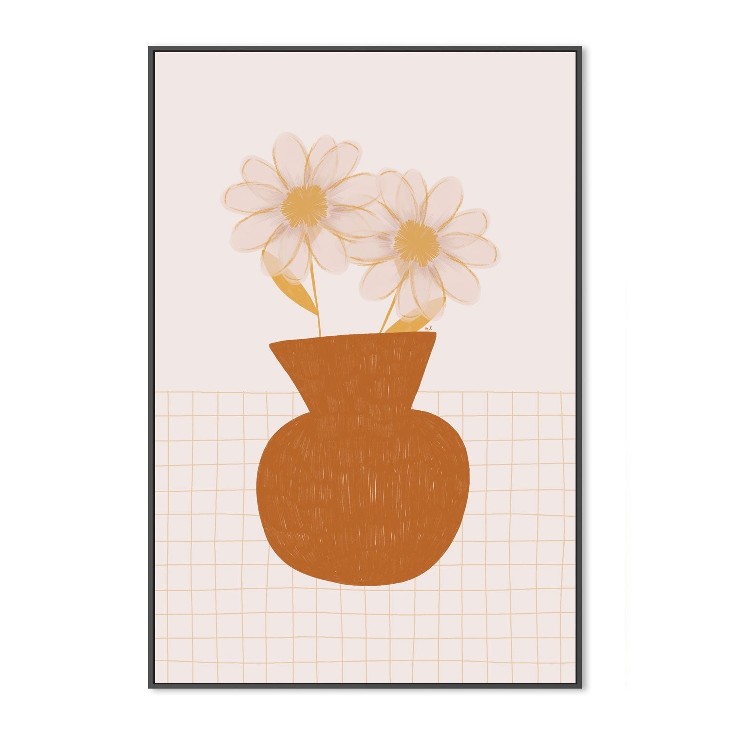 wall-art-print-canvas-poster-framed-Vase with Two Daisies , By Menina Lisboa-3