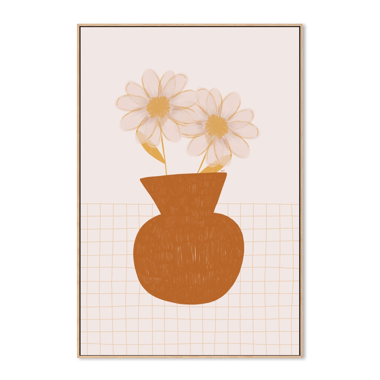 wall-art-print-canvas-poster-framed-Vase with Two Daisies , By Menina Lisboa-4