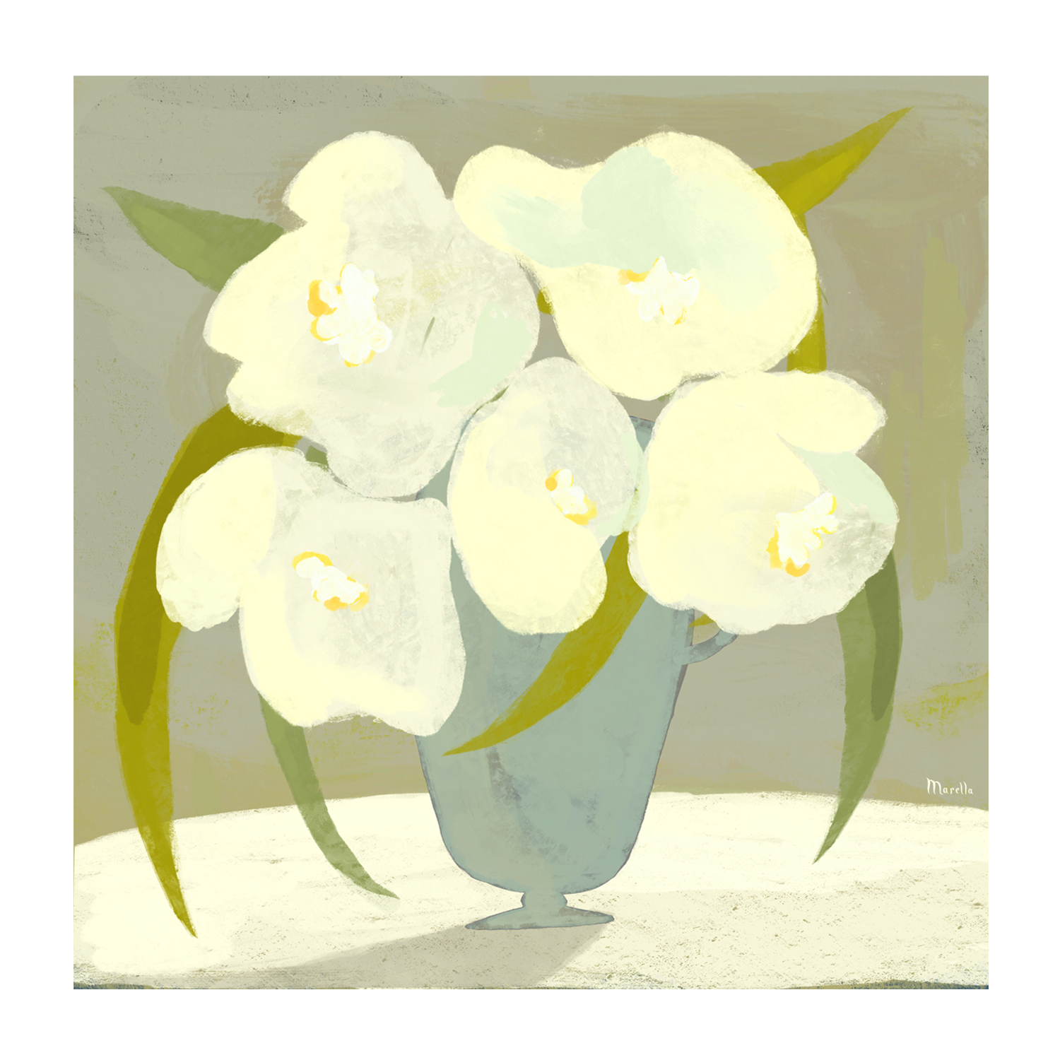 wall-art-print-canvas-poster-framed-Vase with white flowers , By Marco Marella-1