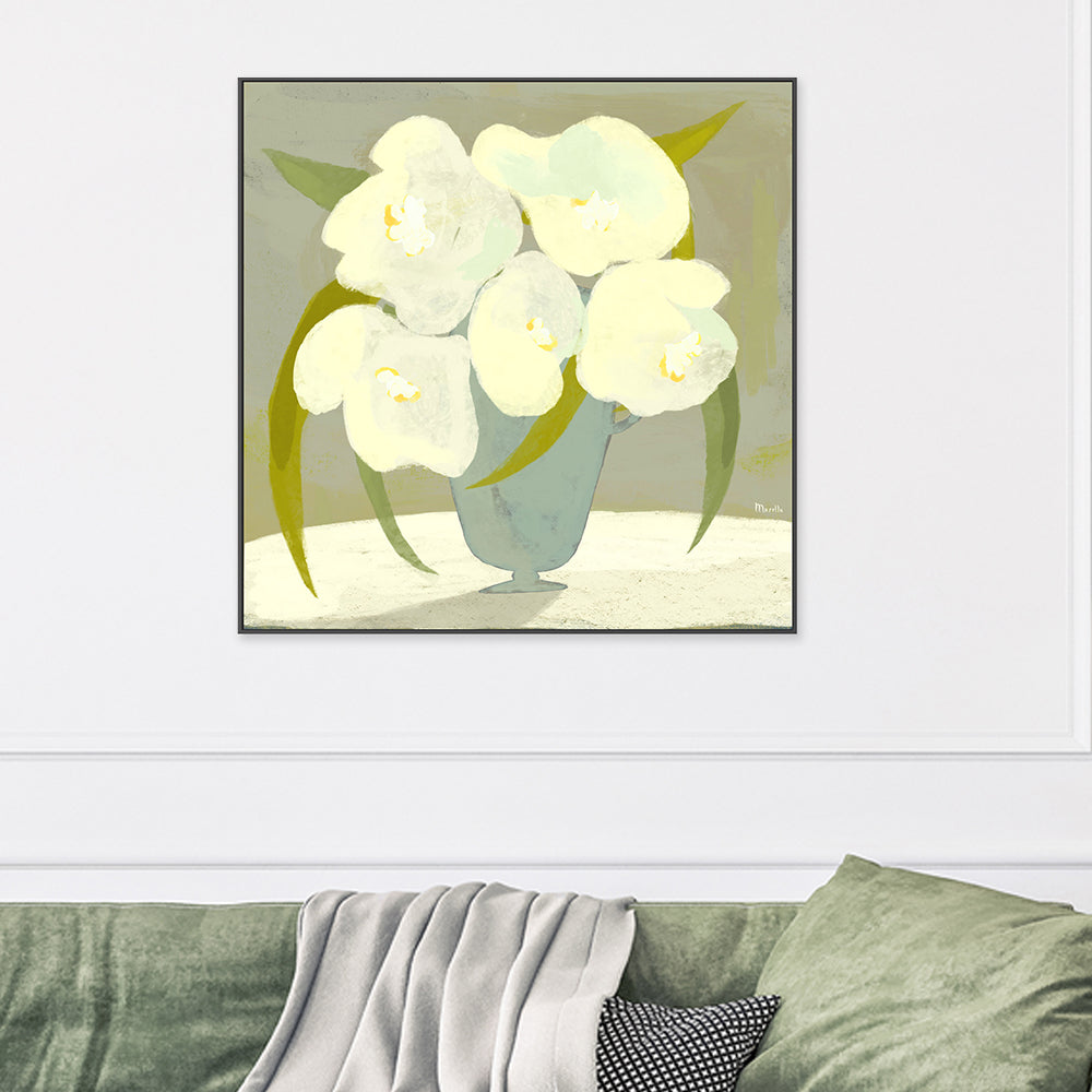 wall-art-print-canvas-poster-framed-Vase with white flowers , By Marco Marella-2