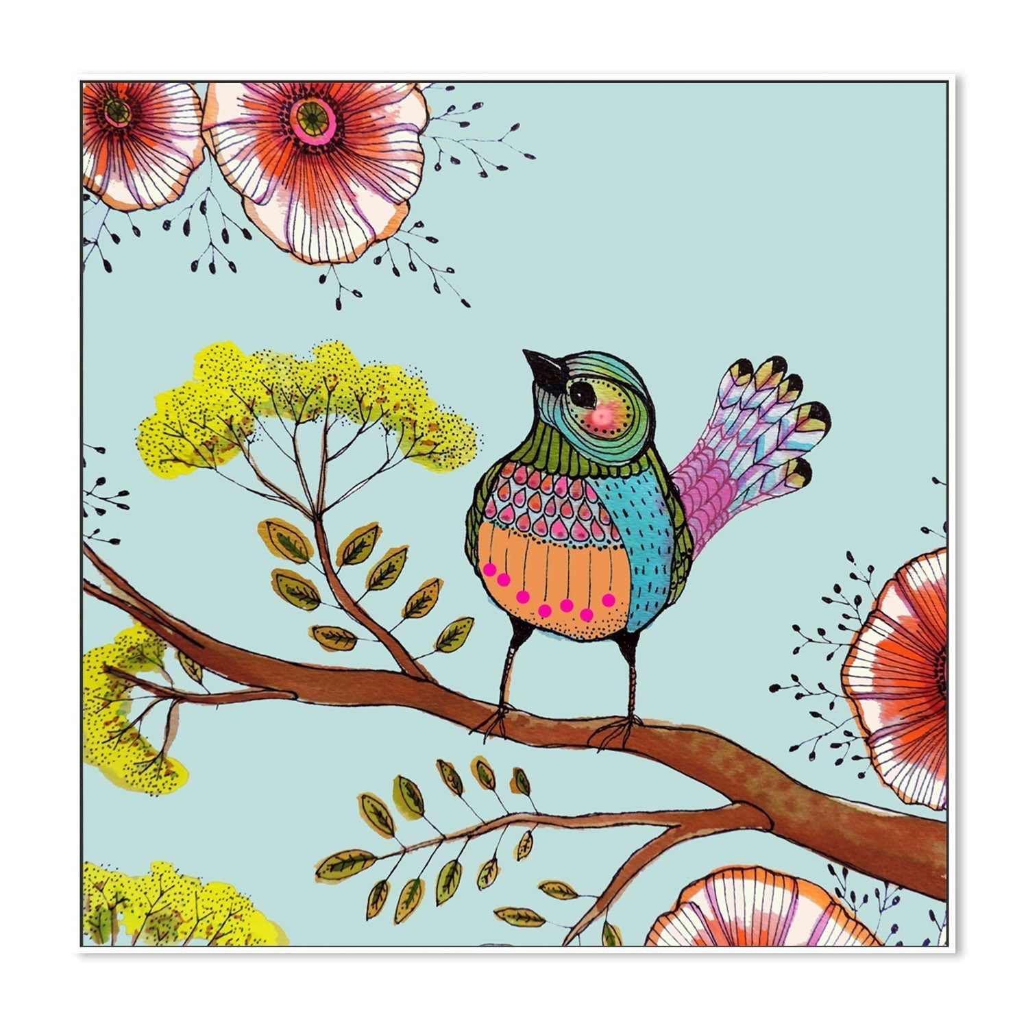 wall-art-print-canvas-poster-framed-Vibrant Little Bird-GIOIA-WALL-ART