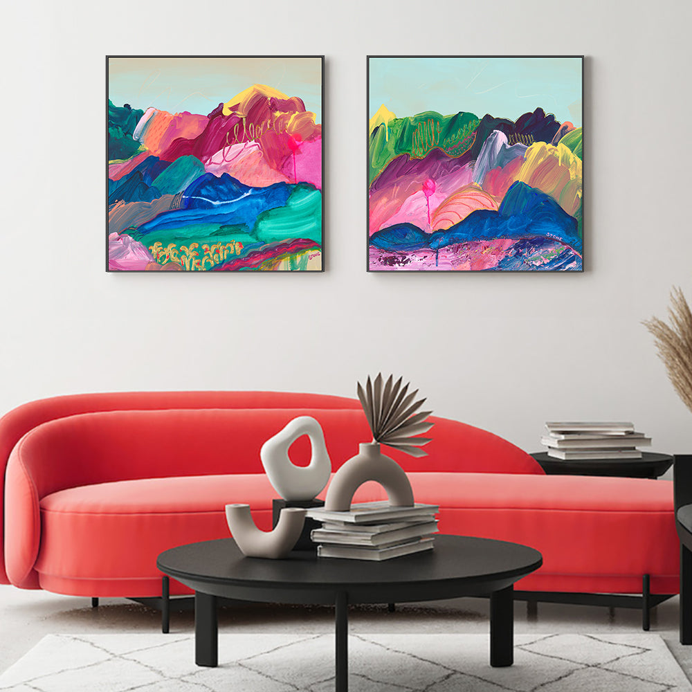 wall-art-print-canvas-poster-framed-Vibrant Valley, Style A & B, Set Of 2 , By Belinda Stone-2