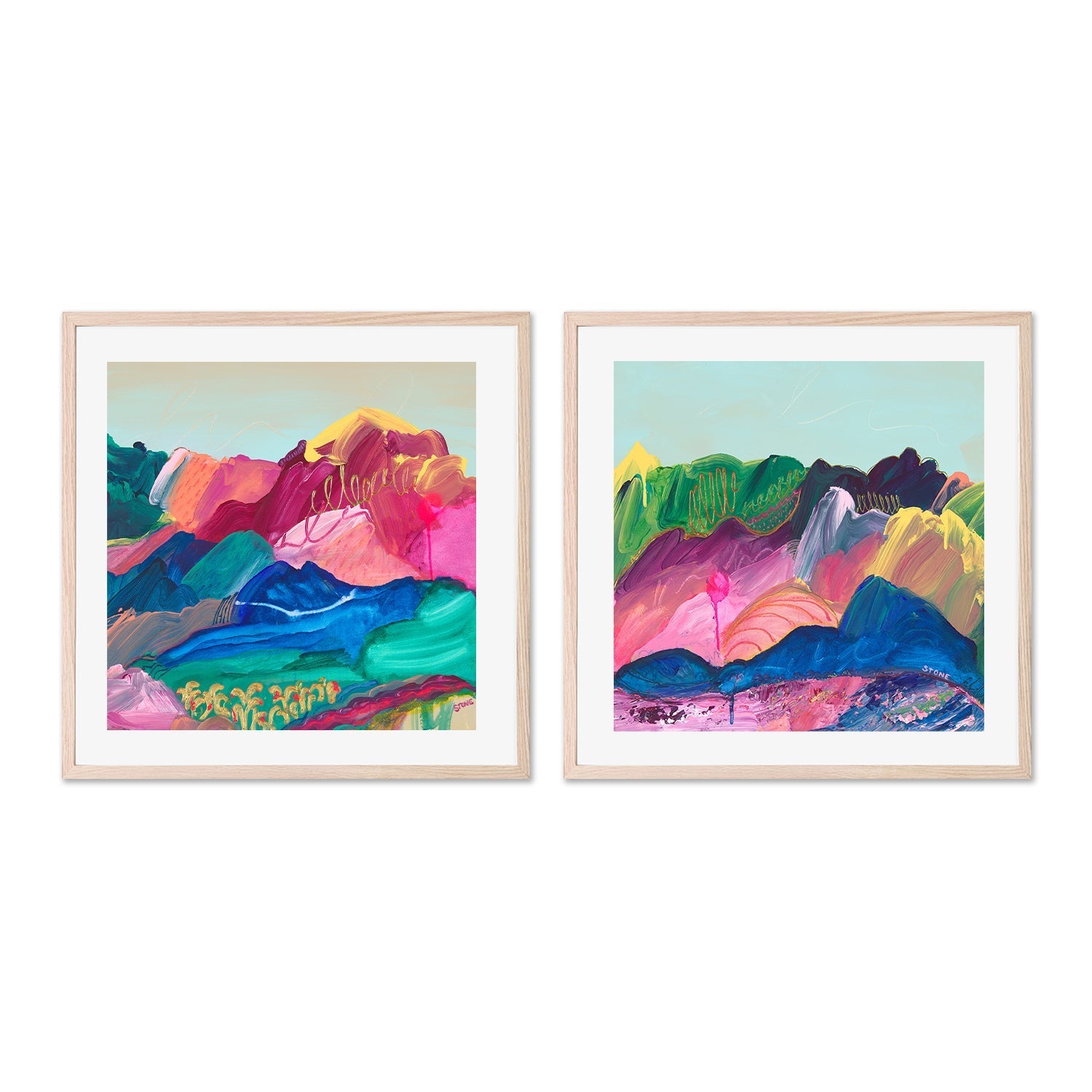 wall-art-print-canvas-poster-framed-Vibrant Valley, Style A & B, Set Of 2 , By Belinda Stone-6